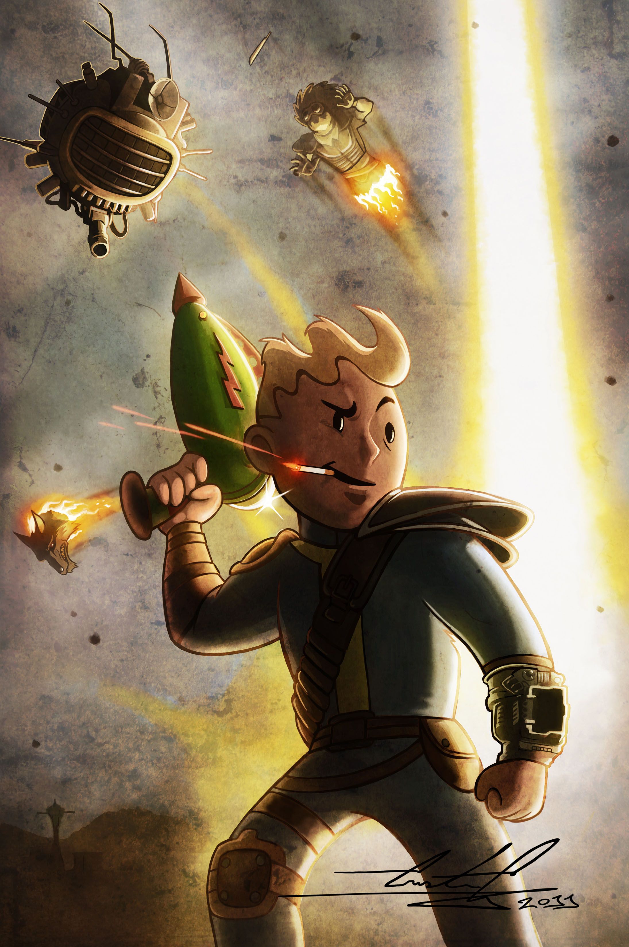 Vault Boy con lanciarazzi Fallout, 2190x3300 Verticale, Mobile