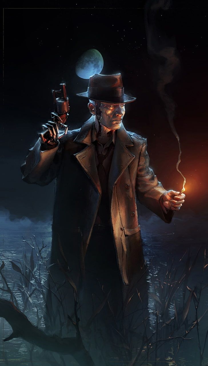 Fallout 4 personaggio con luna, 728x1281 Verticale, Telefono