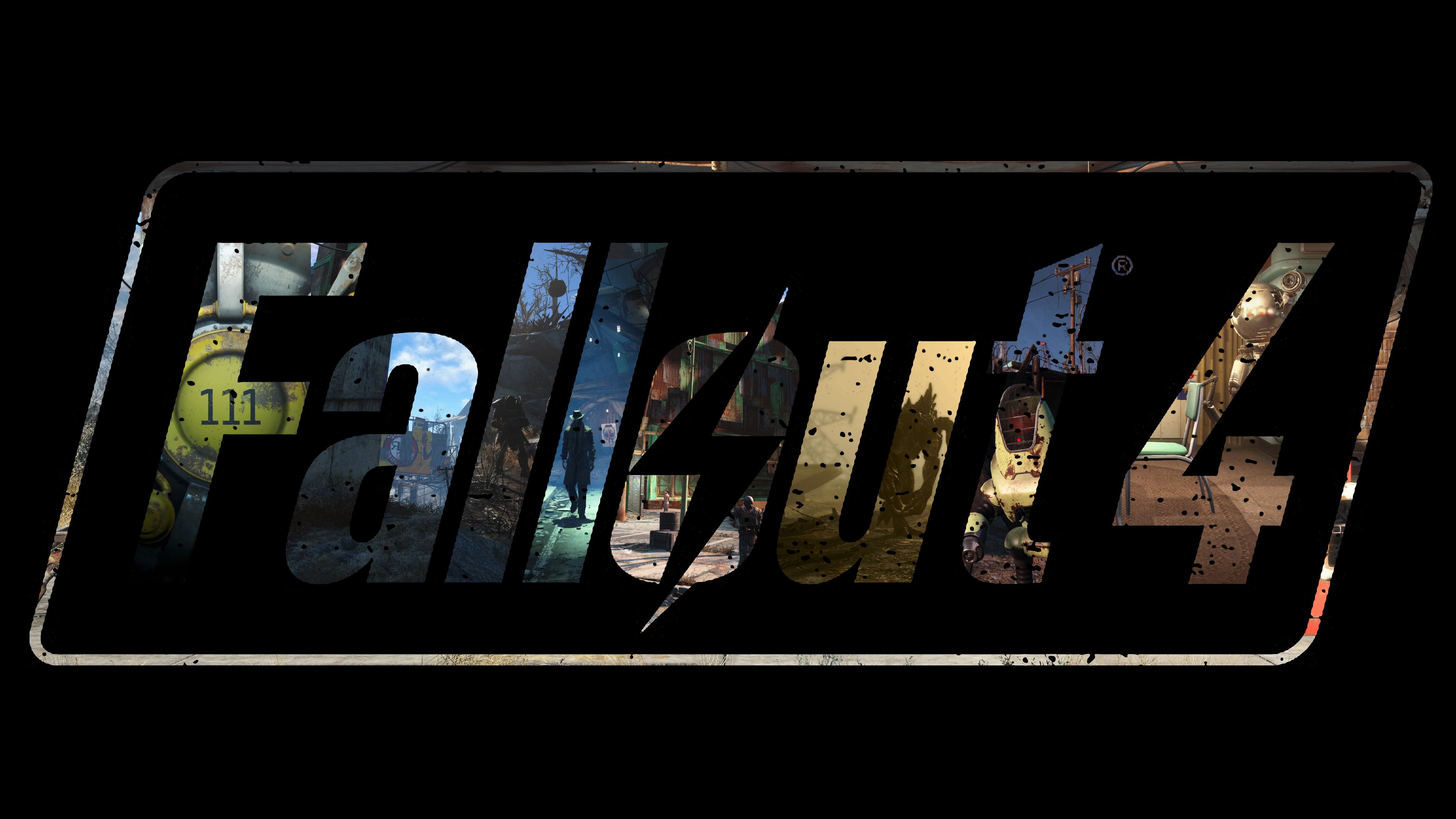 Logo Fallout 4 su nero, 3840x2160 UHD, Monitor 4K