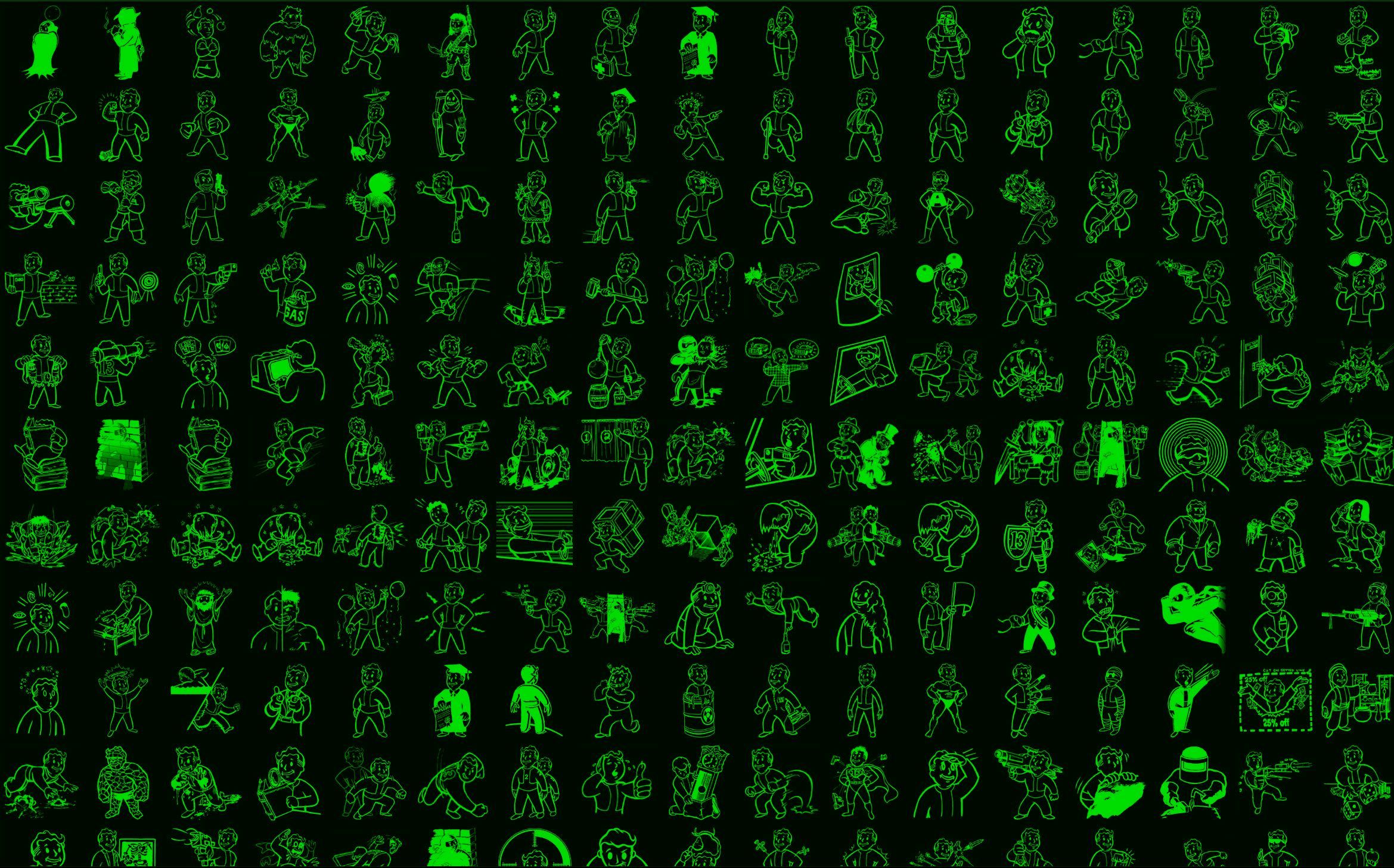 Icone Fallout Vault Boy verdi, 2339x1457 2K, PC Desktop