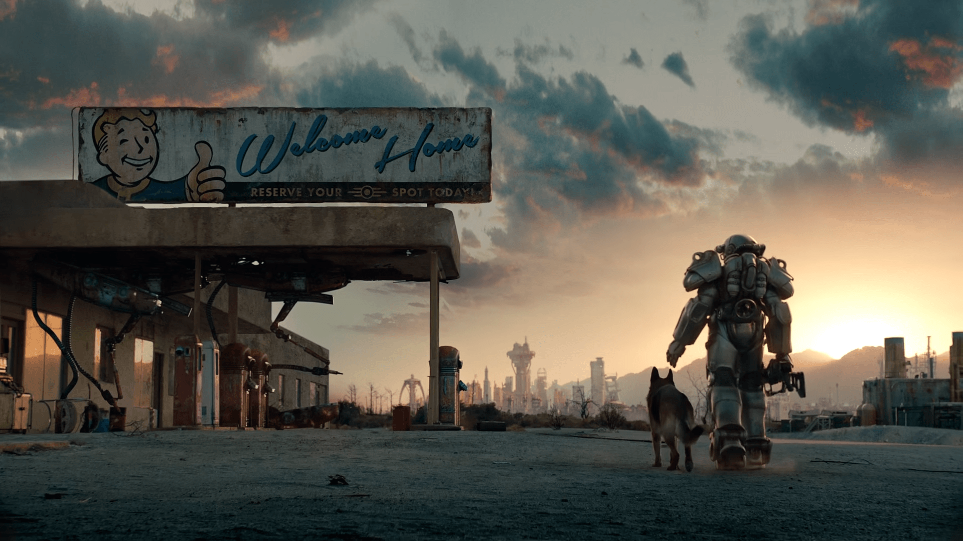 Fallout armatura potenziata e cane, RPG, 1920x1080 1080p, Desktop