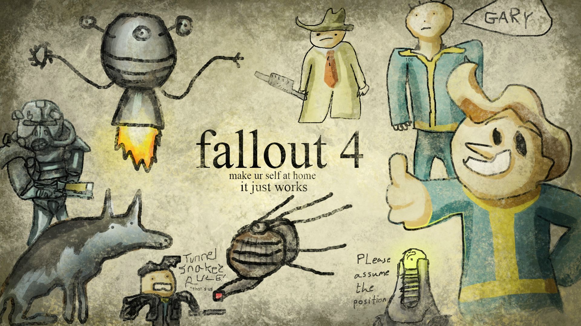 Fallout 4 schizzi Vault Boy, 1920x1080 Full HD 1080p, Laptop