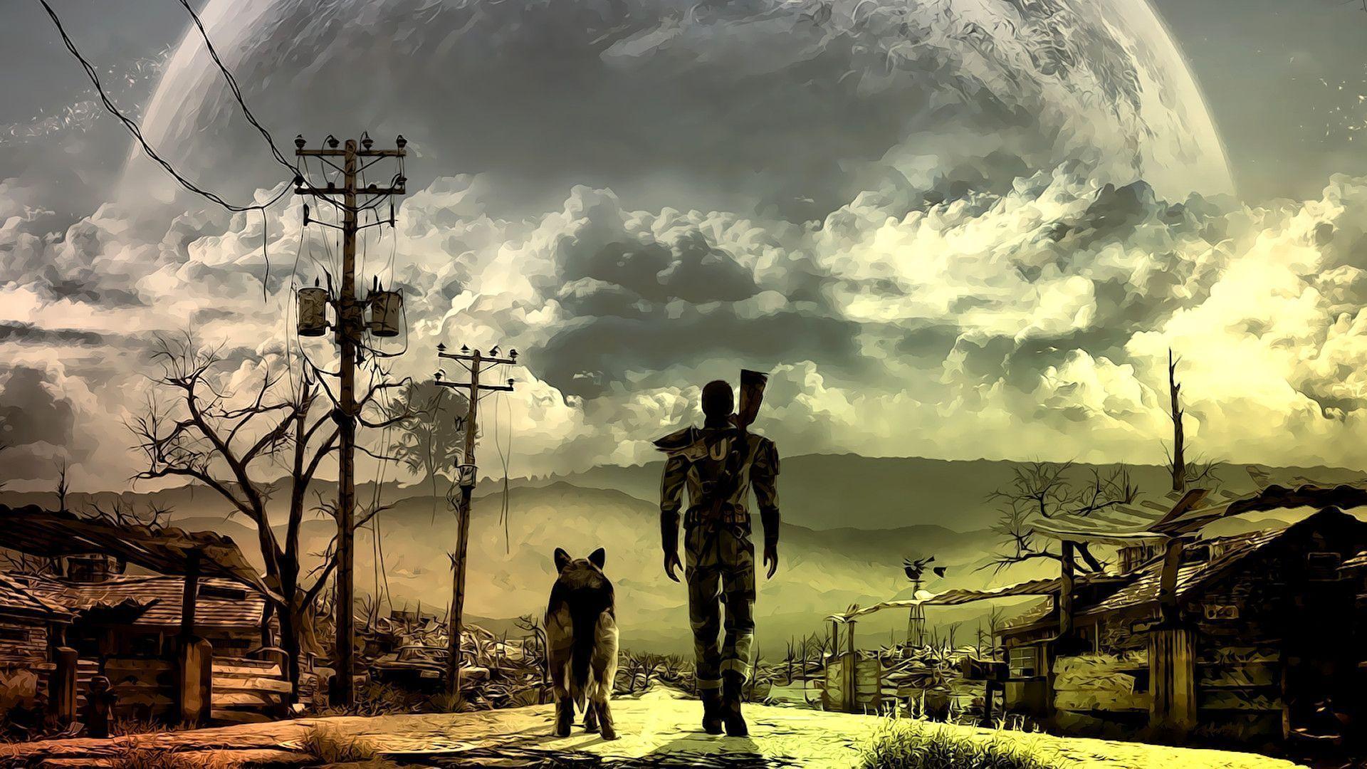 Fallout personaggio con cane deserto, RPG, 1920x1080 Full HD, Desktop
