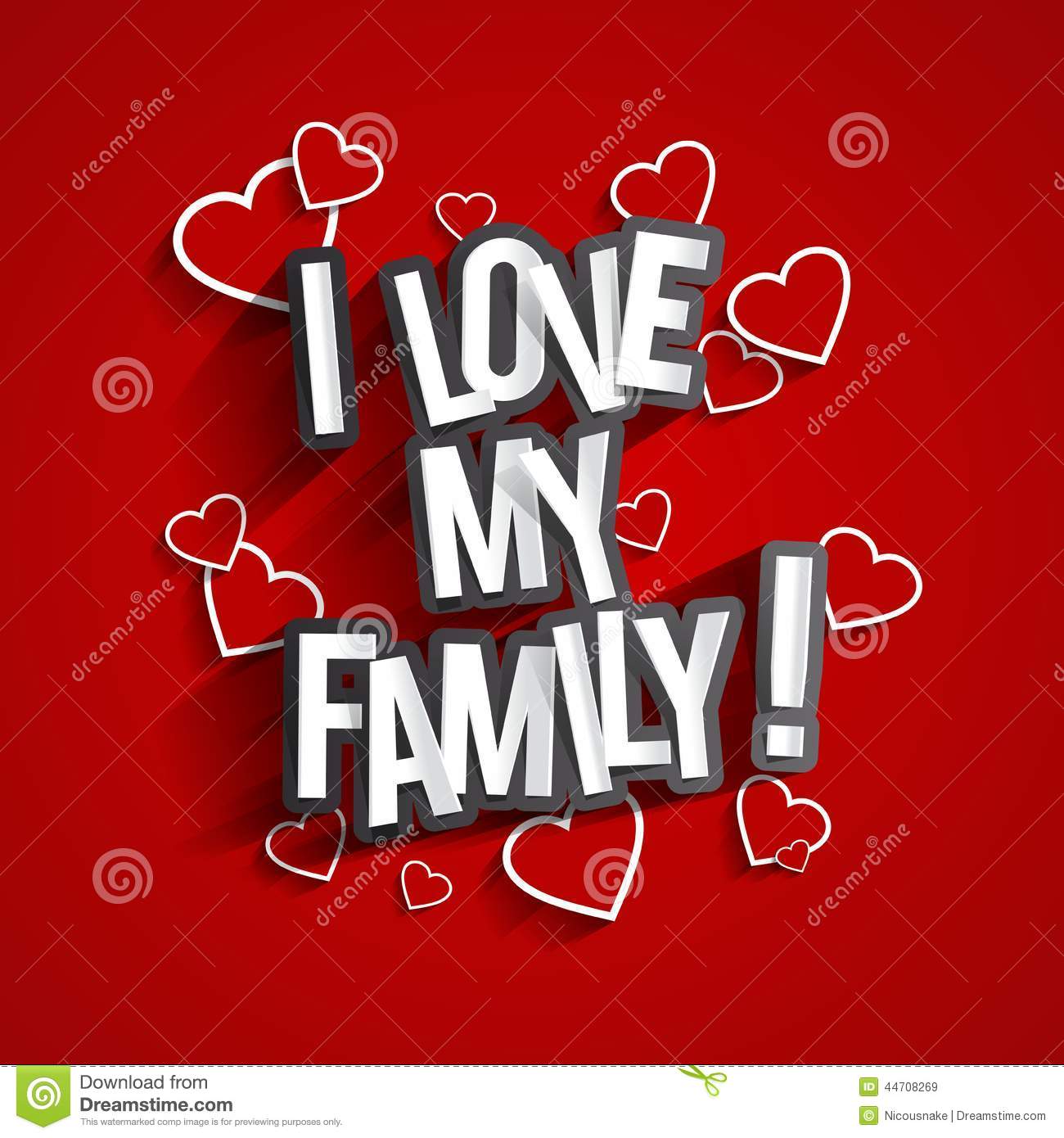 I Love My Family testo 3D rosso, 1300x1390 Full HD Verticale, iPhone