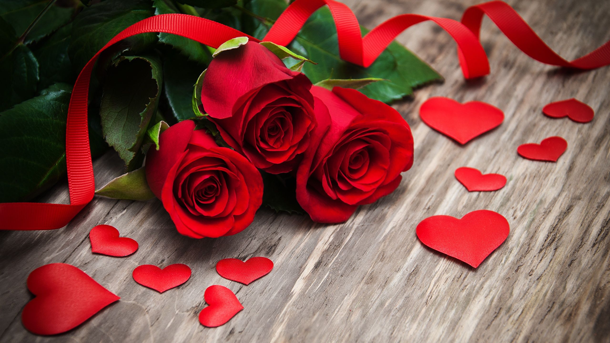 Rose rosse e cuori rossi, 2560x1440 2K, Desktop