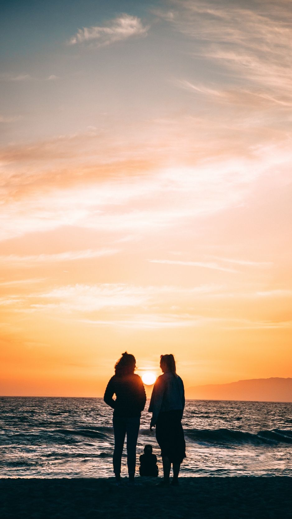 famiglia silhouette tramonto spiaggia, 938x1668 Verticale, iPhone Air