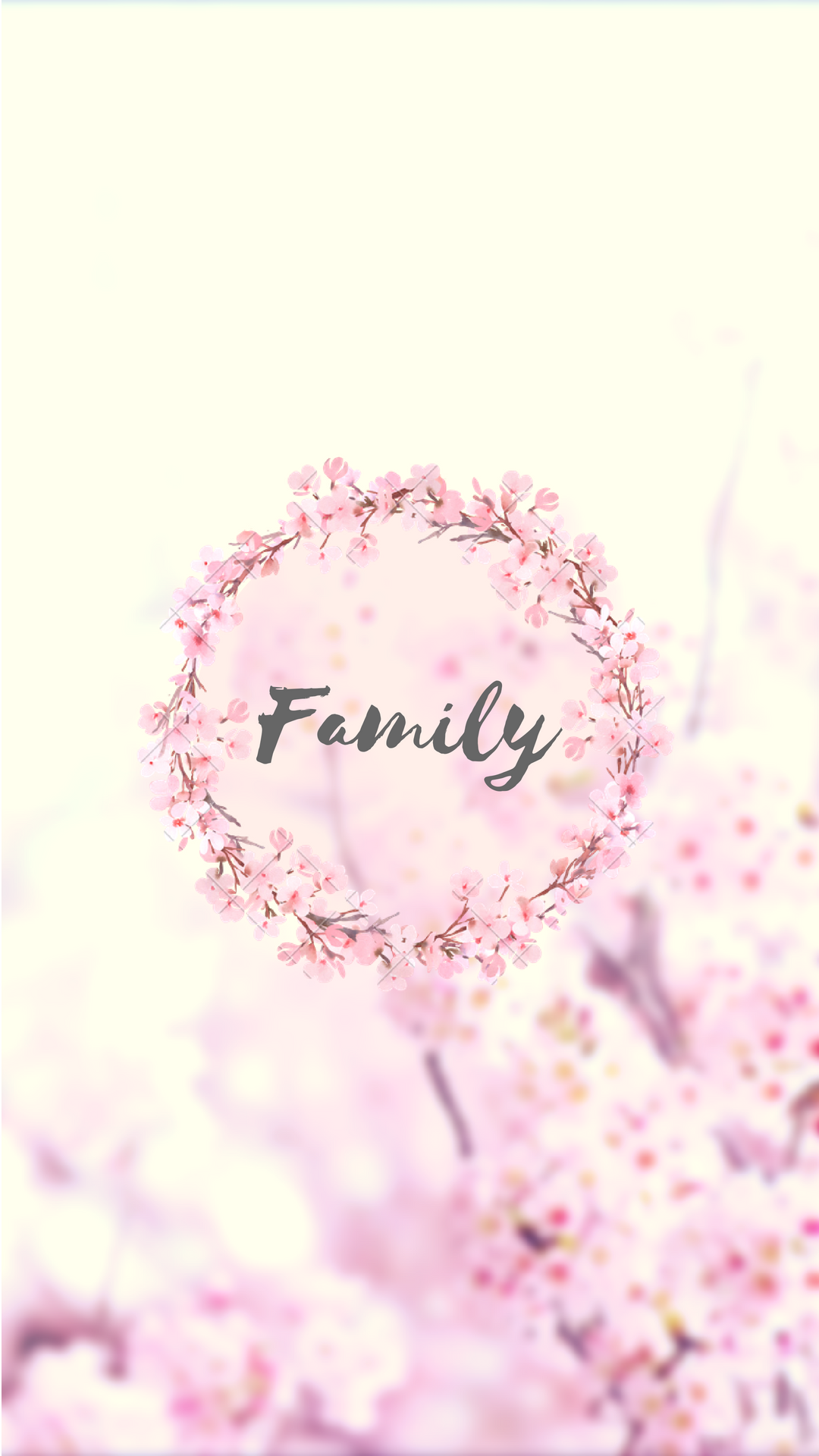 corona fiori rosa scritta Family, 1080x1920 Full HD Verticale, Smartphone