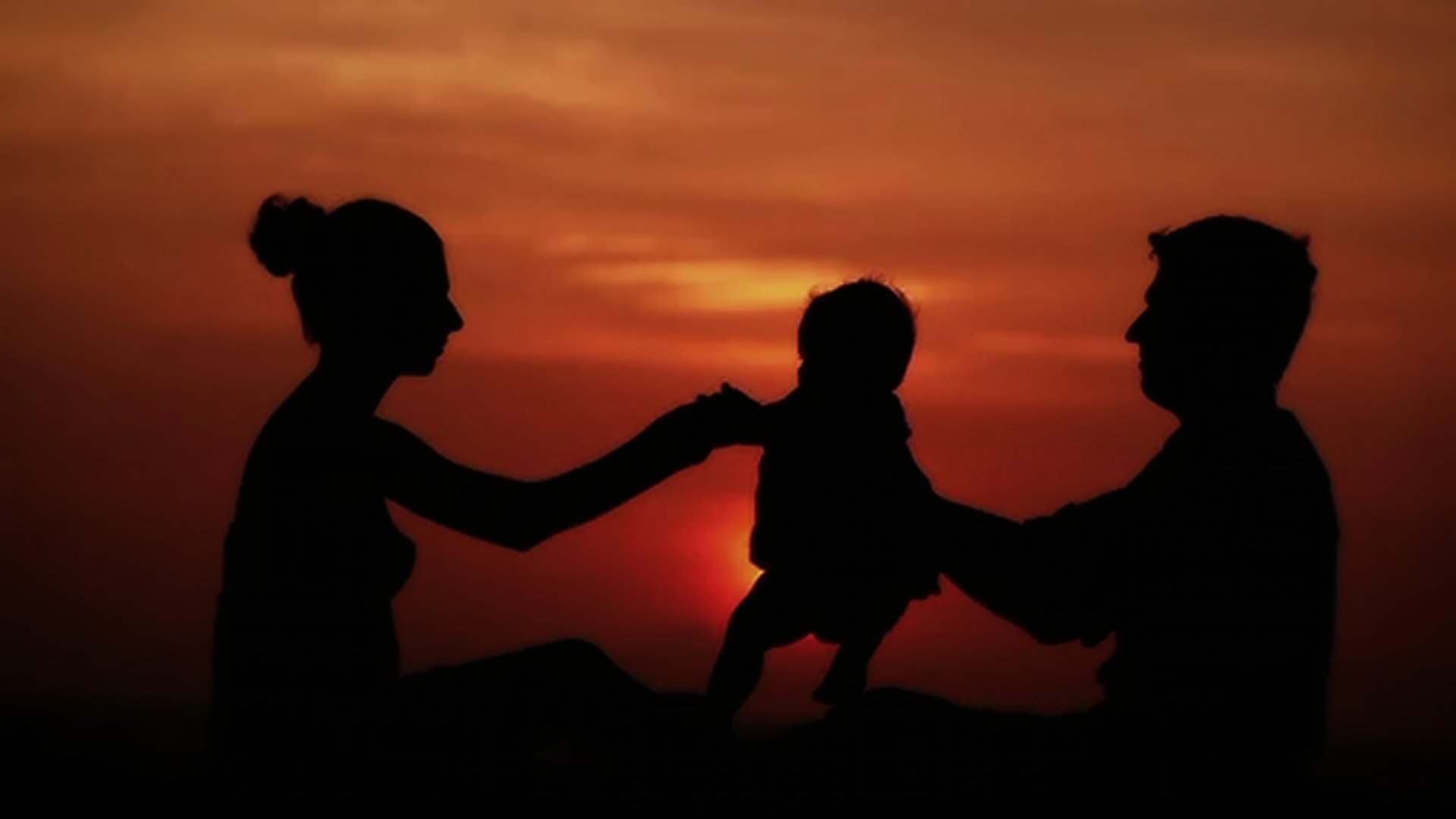 Silhouette famiglia tramonto, 1920x1080 1080p, Laptop