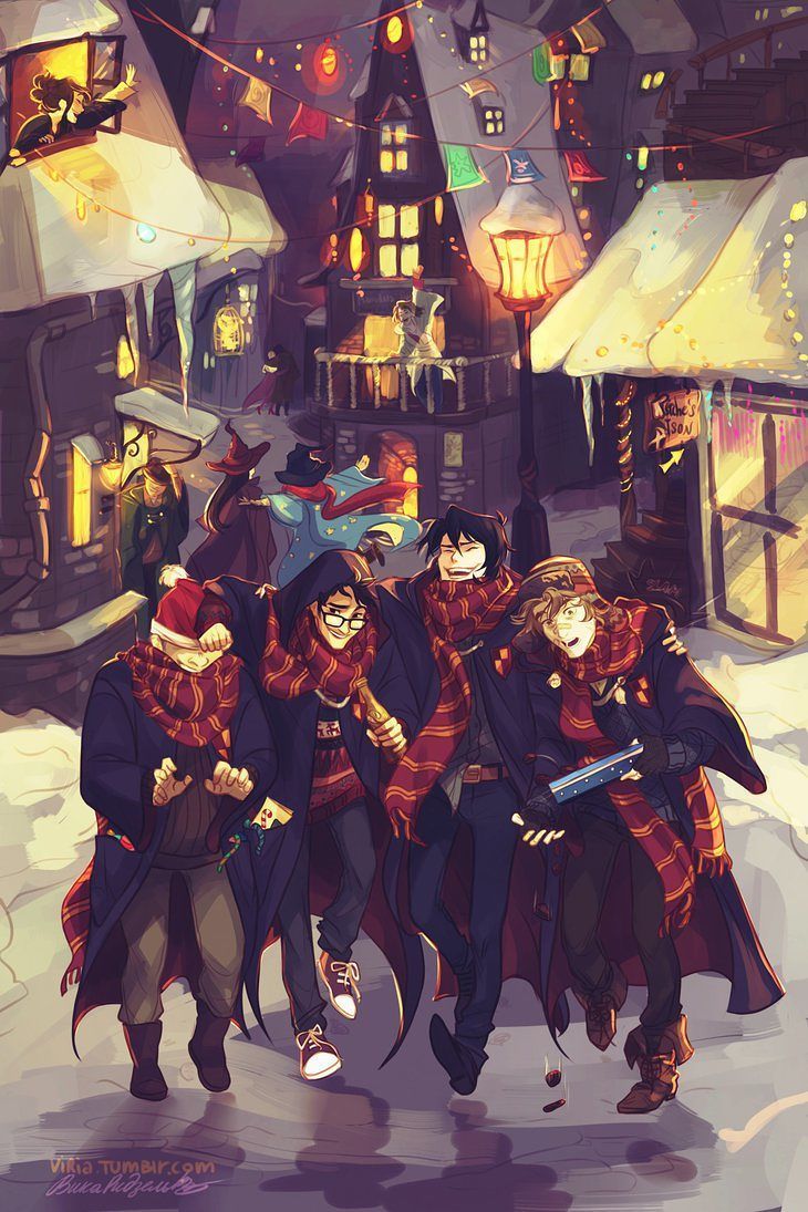 Harry Potter fan art villaggio innevato, 730x1095 Full HD Verticale, Samsung Galaxy