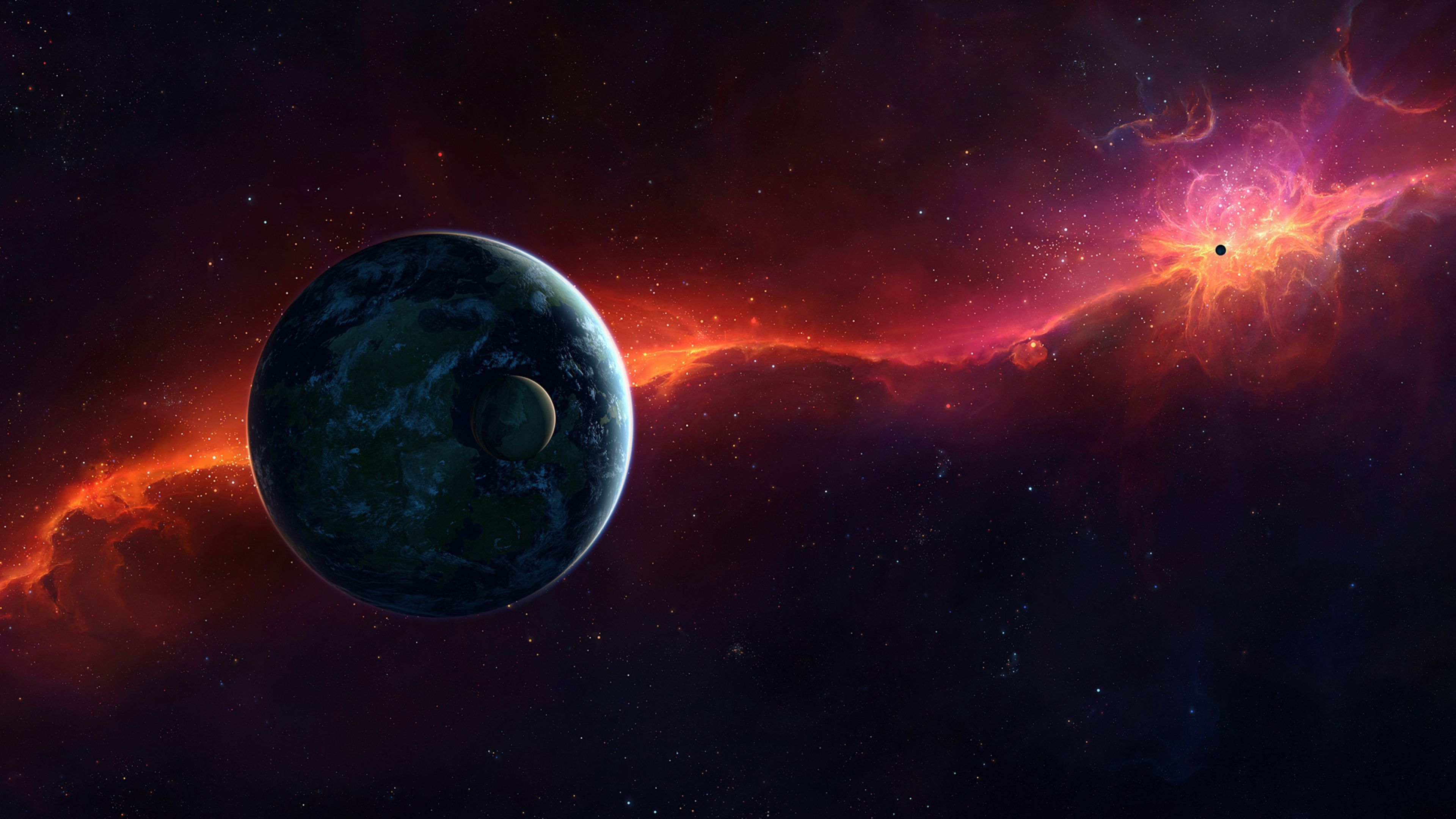 Pianeta e nebulosa spaziale, 3840x2160 Ultra HD, PC