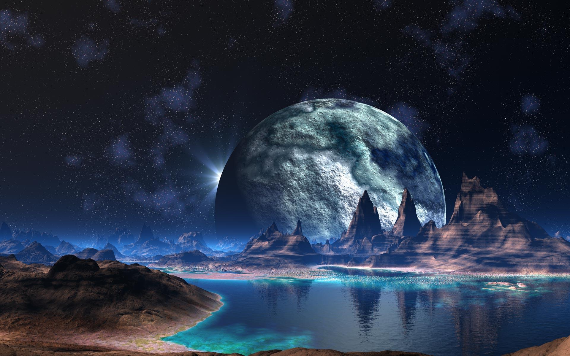 Pianeta alieno con lago, 1920x1200 Full HD+ WUXGA, PC Desktop