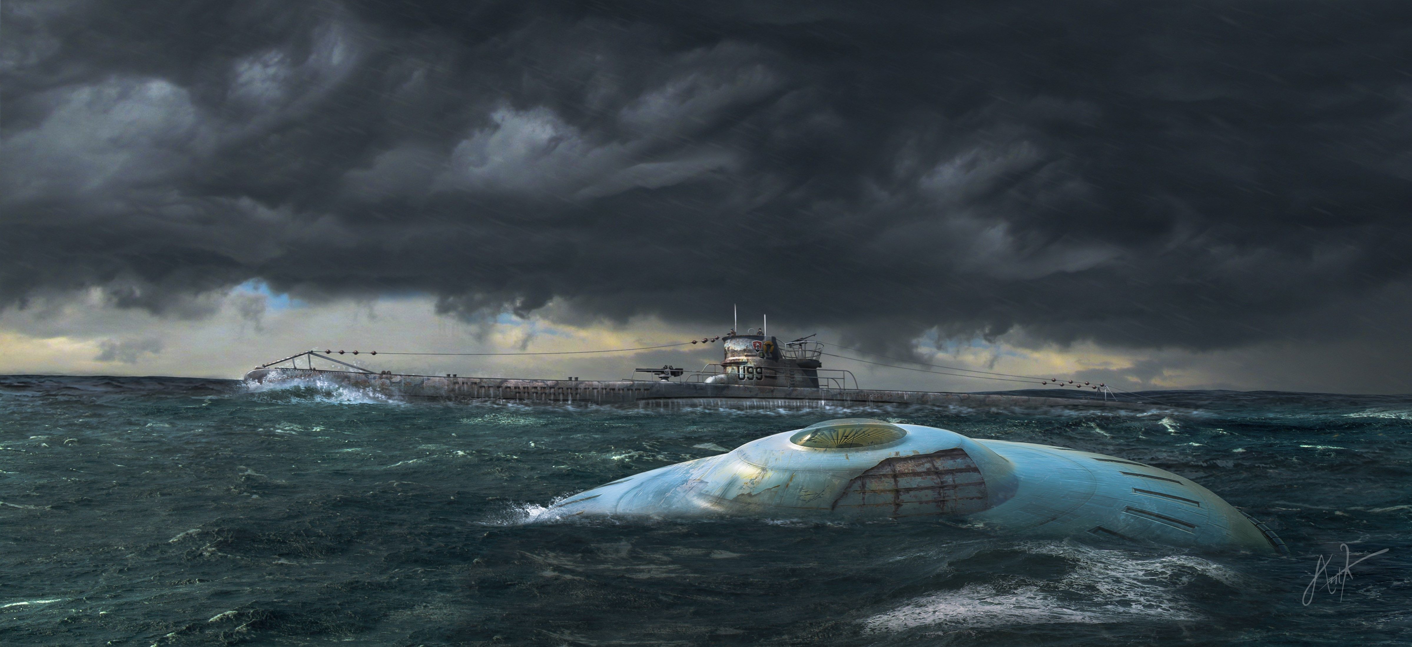 Nave da guerra in tempesta, 4797x2200 Ultra HD, PC