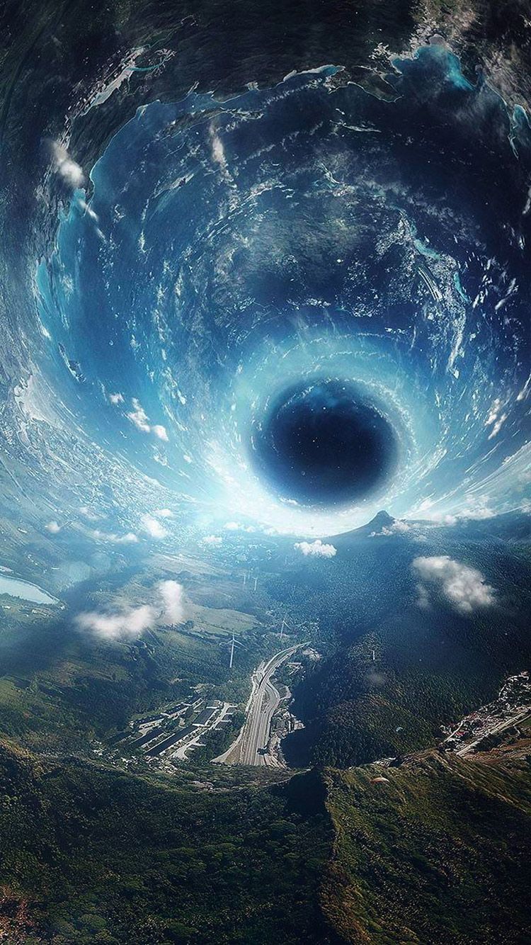 Vortice spaziale sopra paesaggio, 750x1334 Full HD Verticale, iPhone