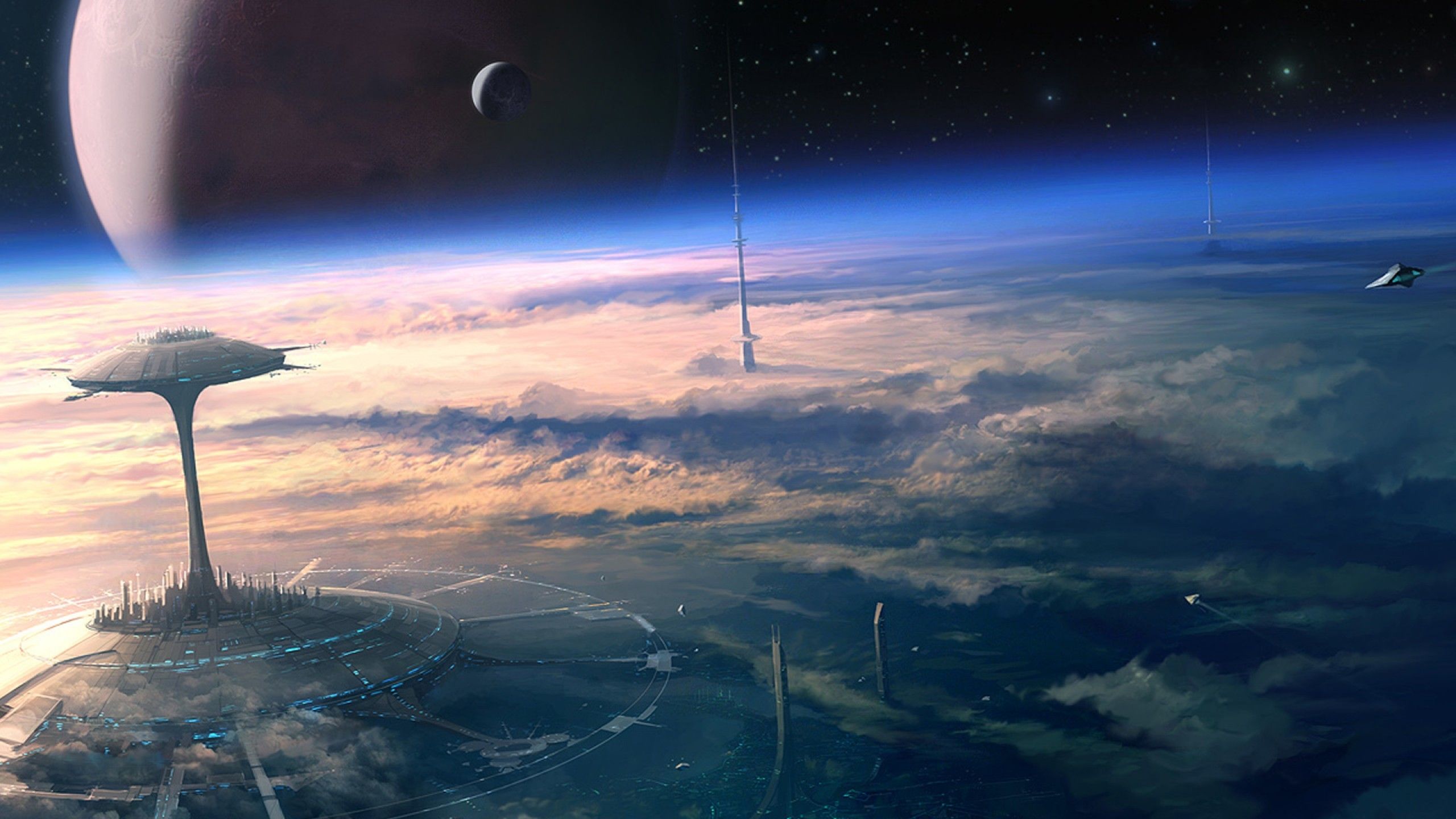 Città futuristica su pianeta alieno, 2560x1440 2K, PC Desktop