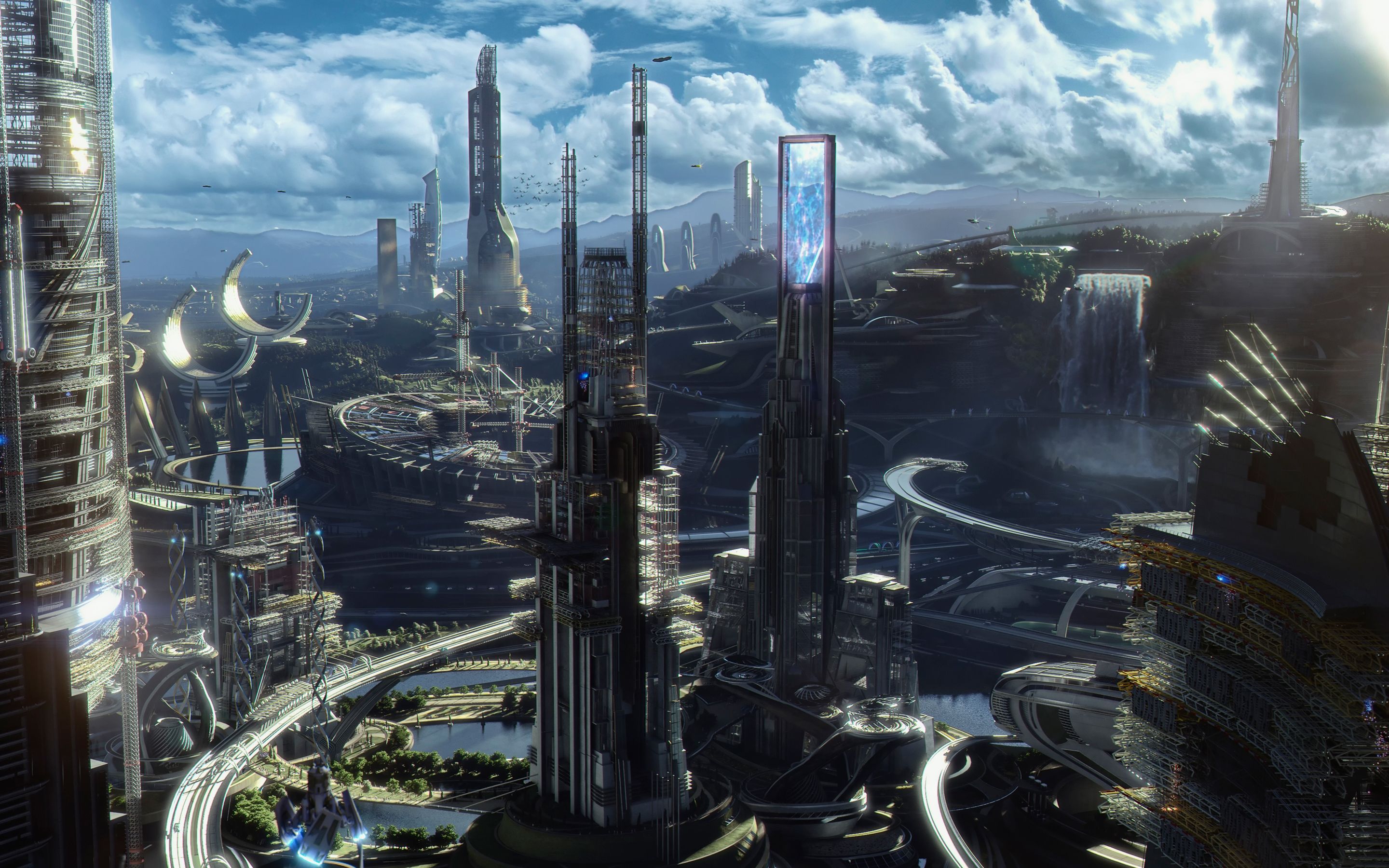 Città futuristica fantascientifica, 2880x1800 2K+, Desktop