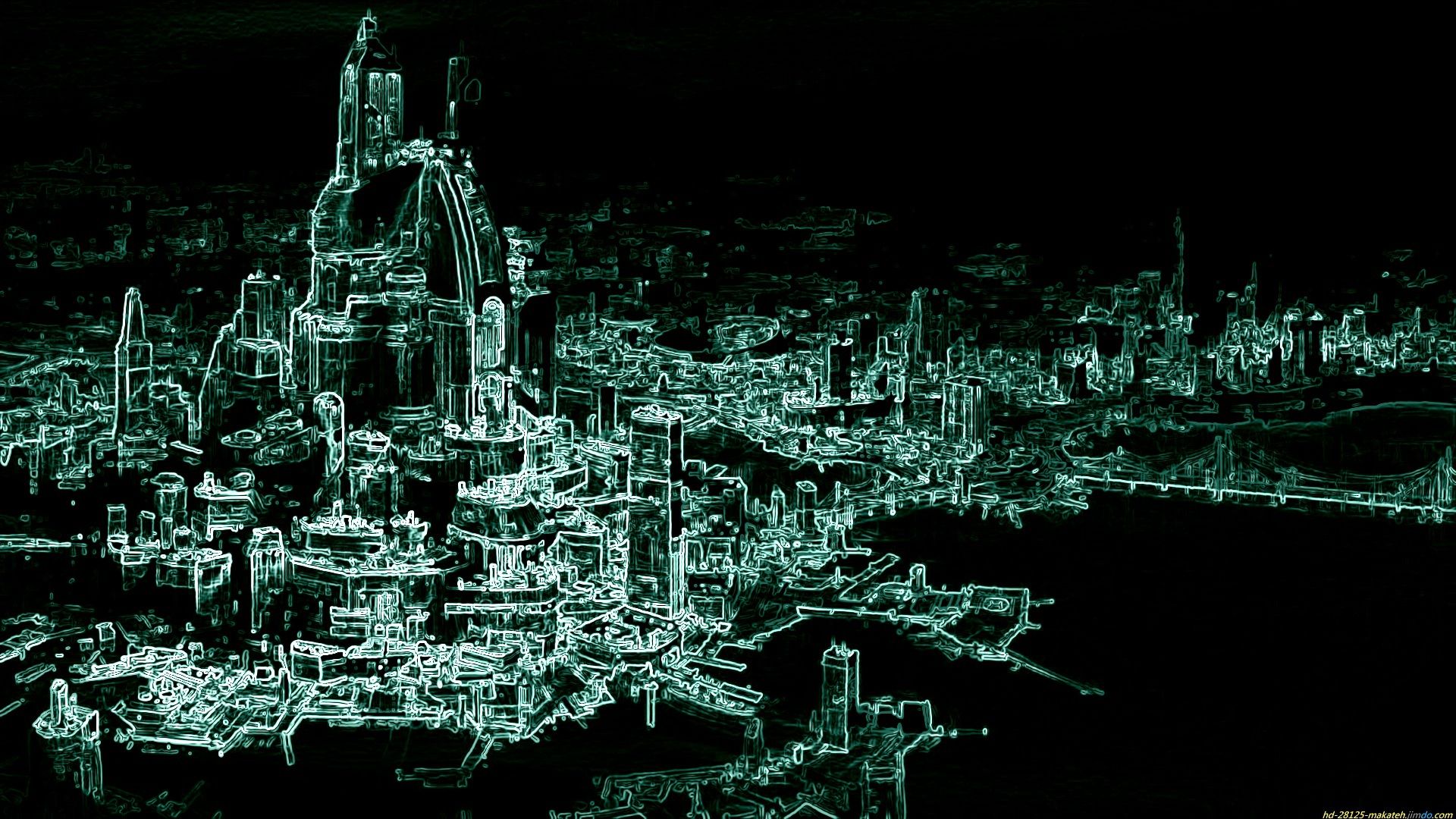 Città futuristica al neon verde, 1920x1080 Full HD, Monitor Gaming