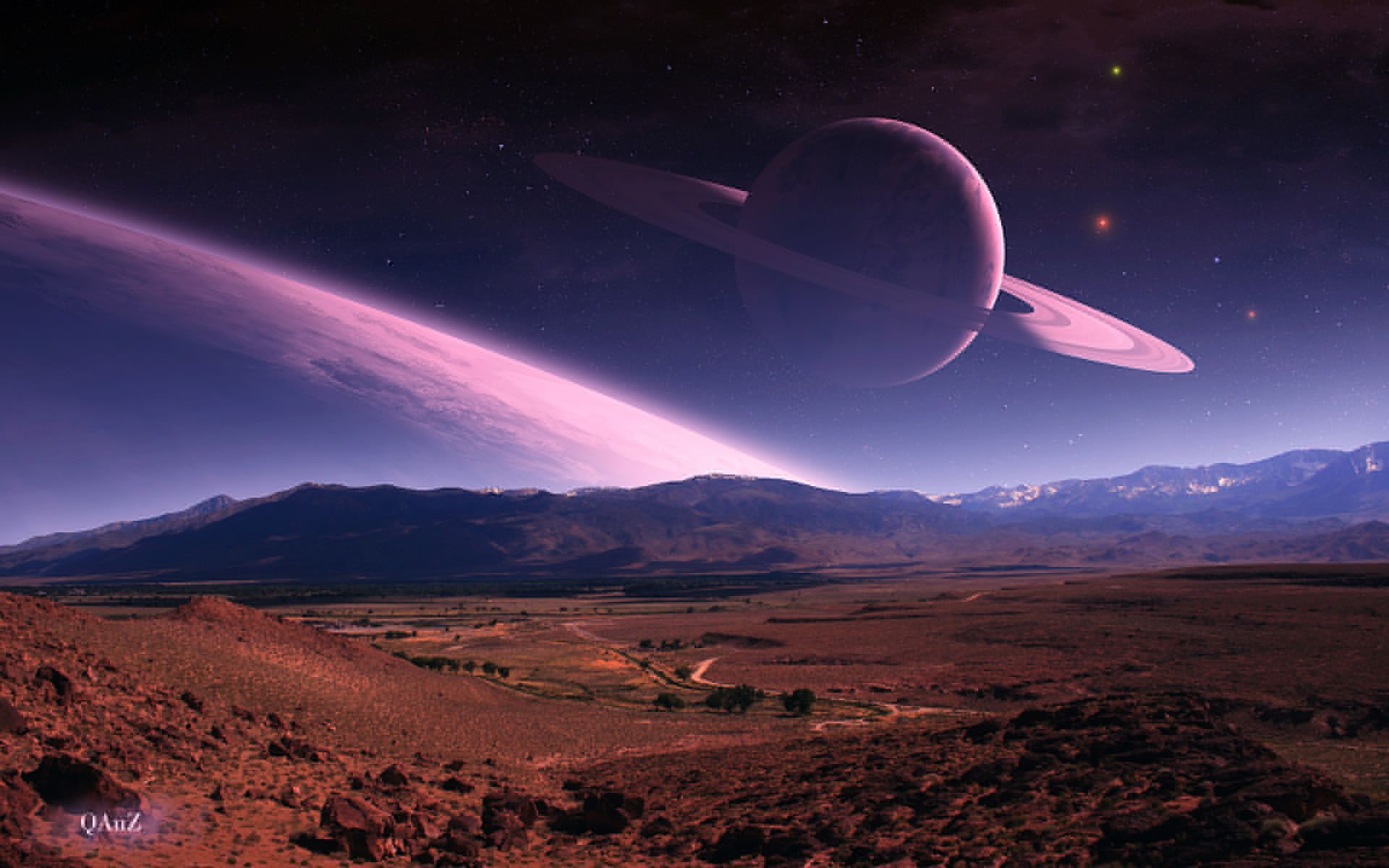 Pianeta con anelli su deserto, 1920x1200 Full HD+ WUXGA, PC