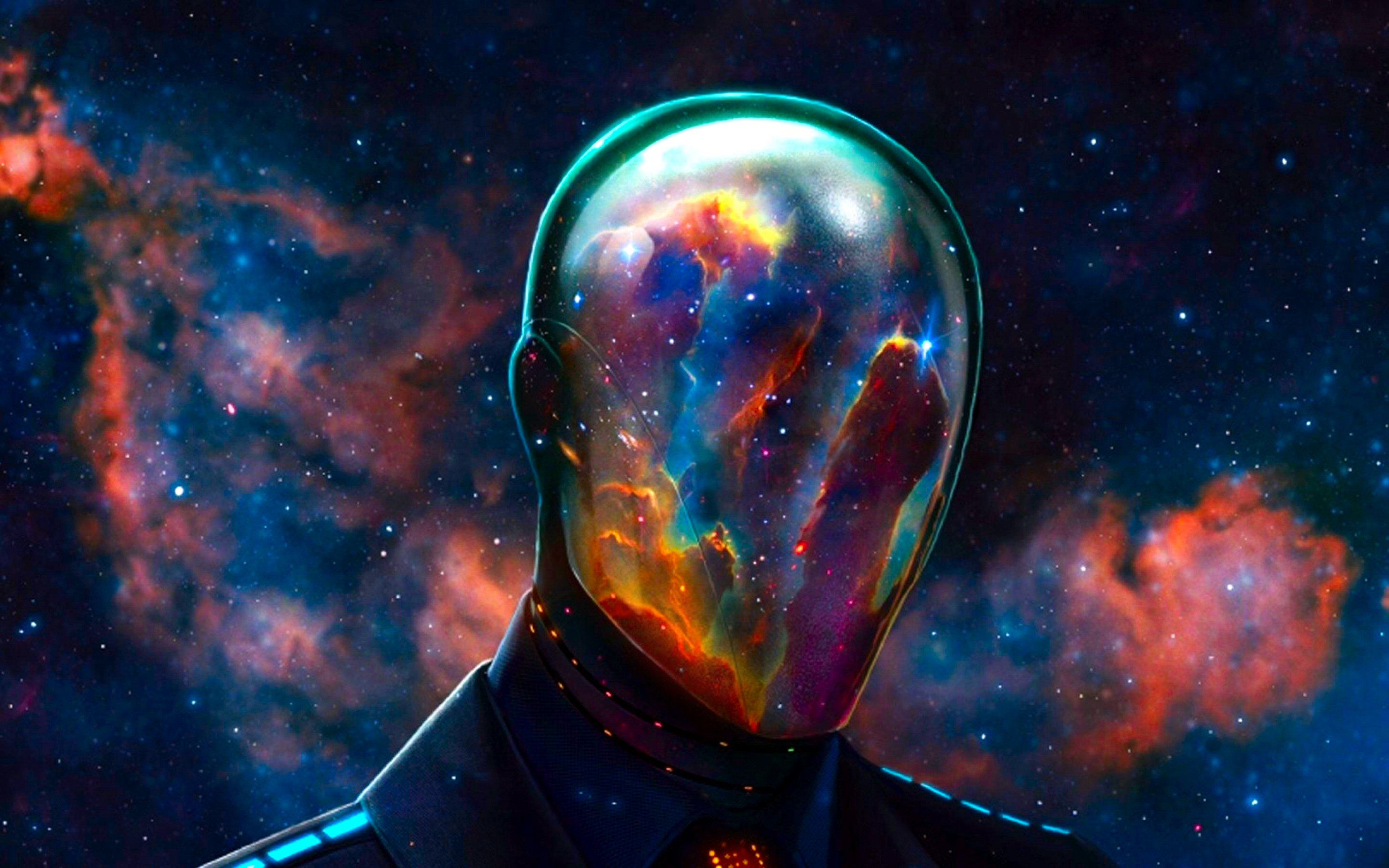Astronauta casco riflesso nebulosa, 2960x1850 WQXGA, Monitor Gaming