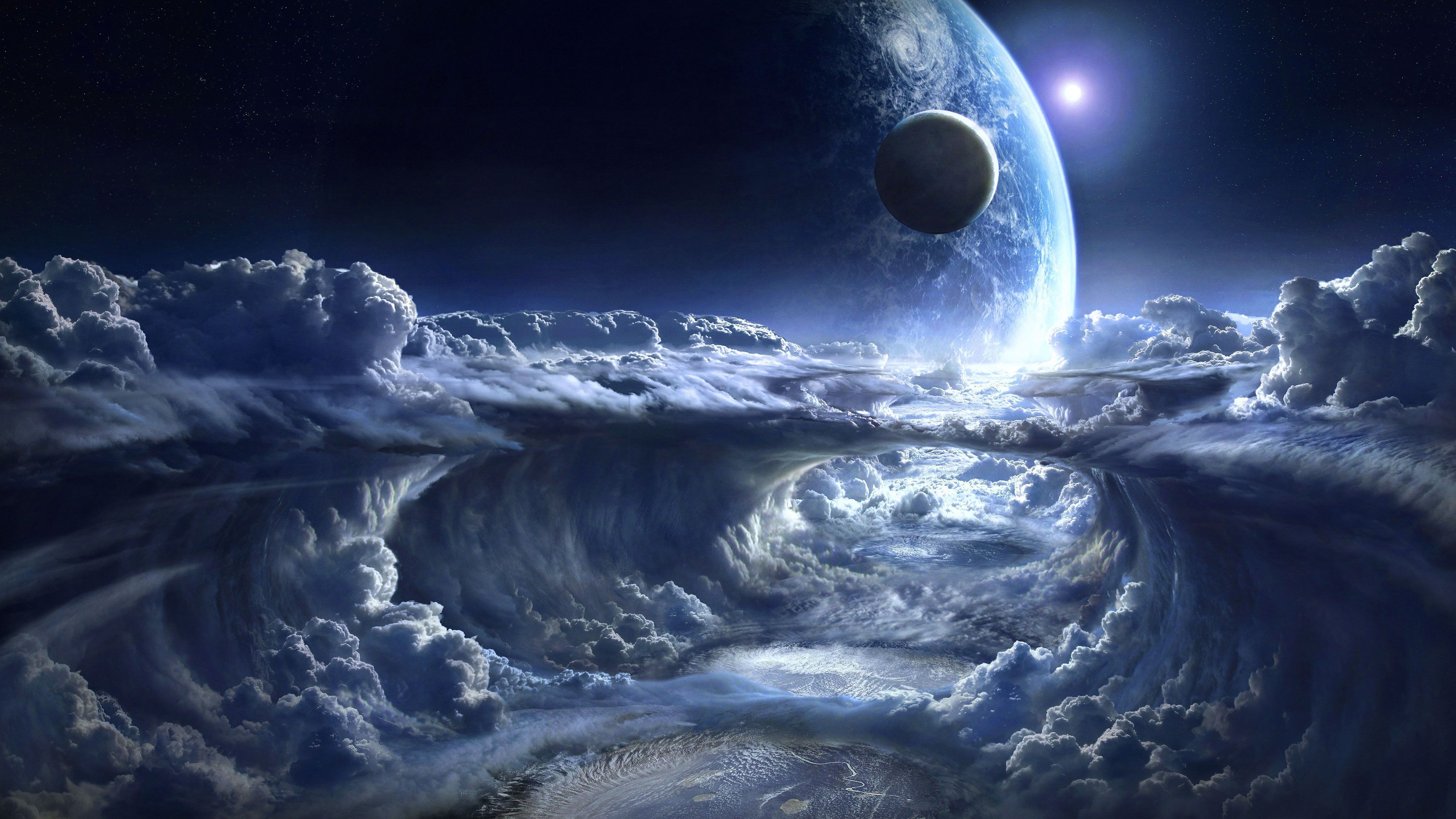 Pianeta e nuvole spaziali, 4000x2250 Ultra HD, PC