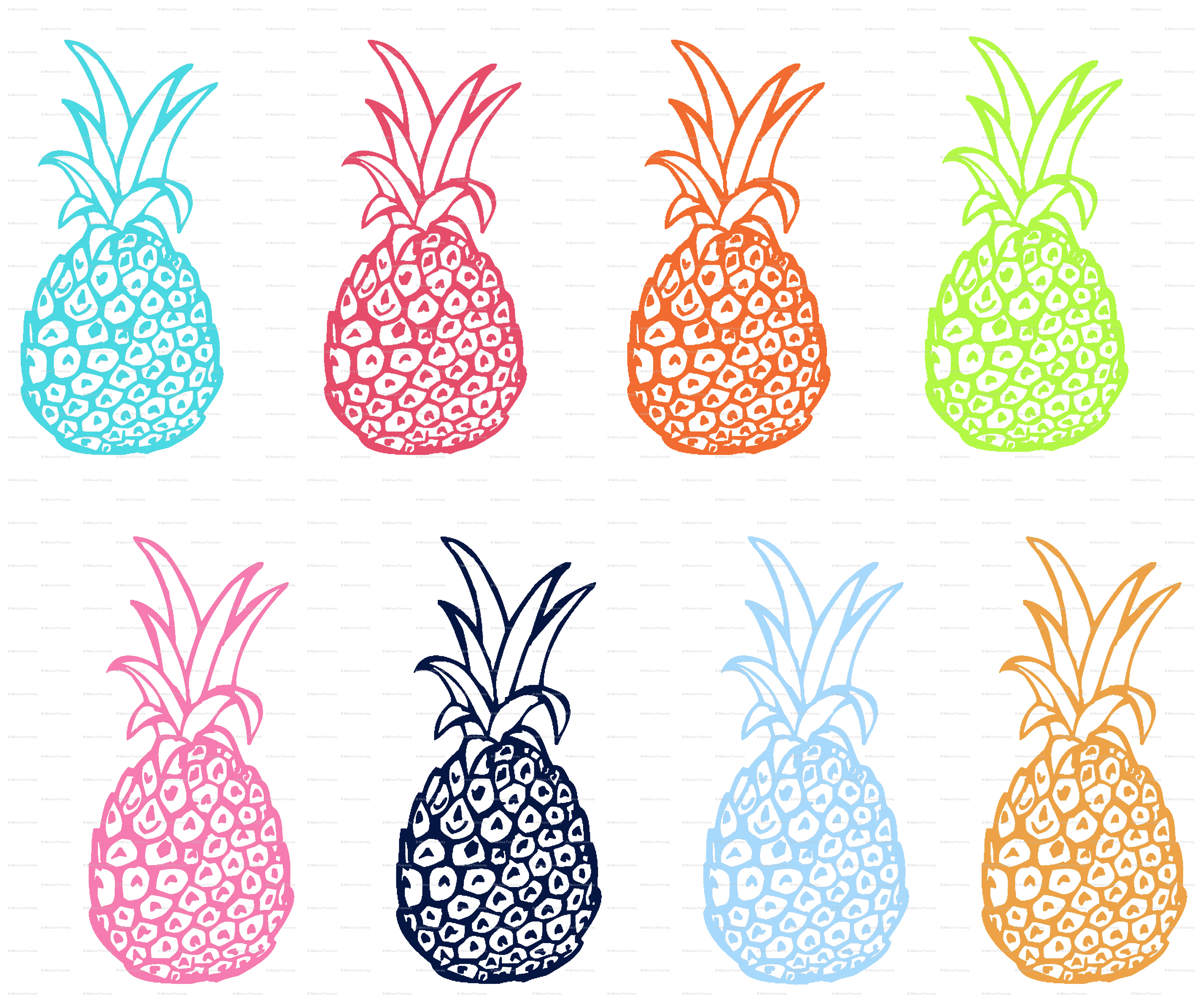 Ananas rosa e viola pattern, 1024x1024 HD, Desktop