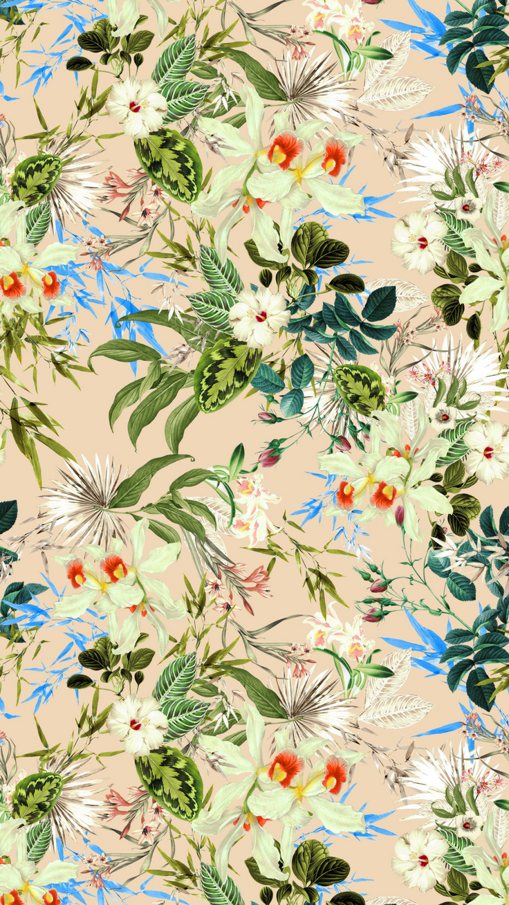 Fiori bianchi e verdi tropicali, 736x1308 Full HD Verticale, iPhone Plus