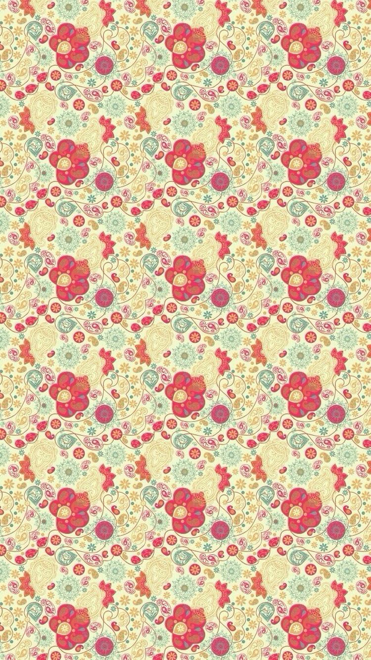 pattern floreale colorato vintage, 750x1334 Full HD Verticale, iPhone Pro Max