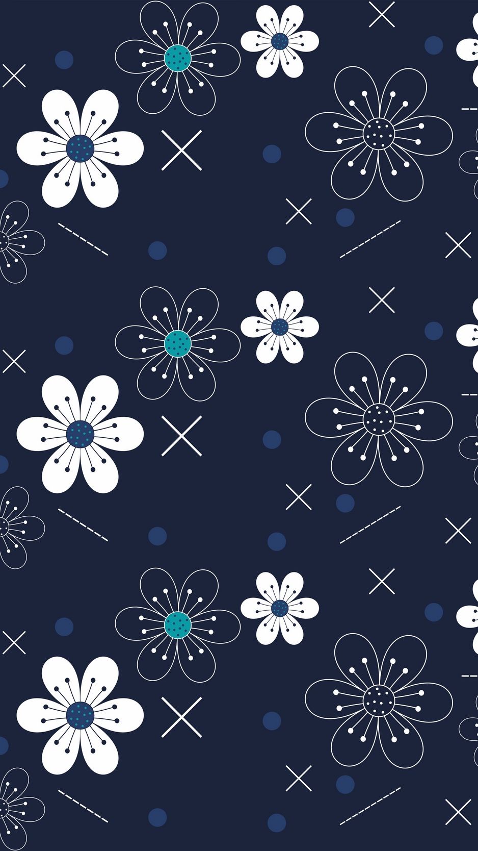 Fiori bianchi su blu notte, 938x1668 Full HD Verticale, iPhone Pro