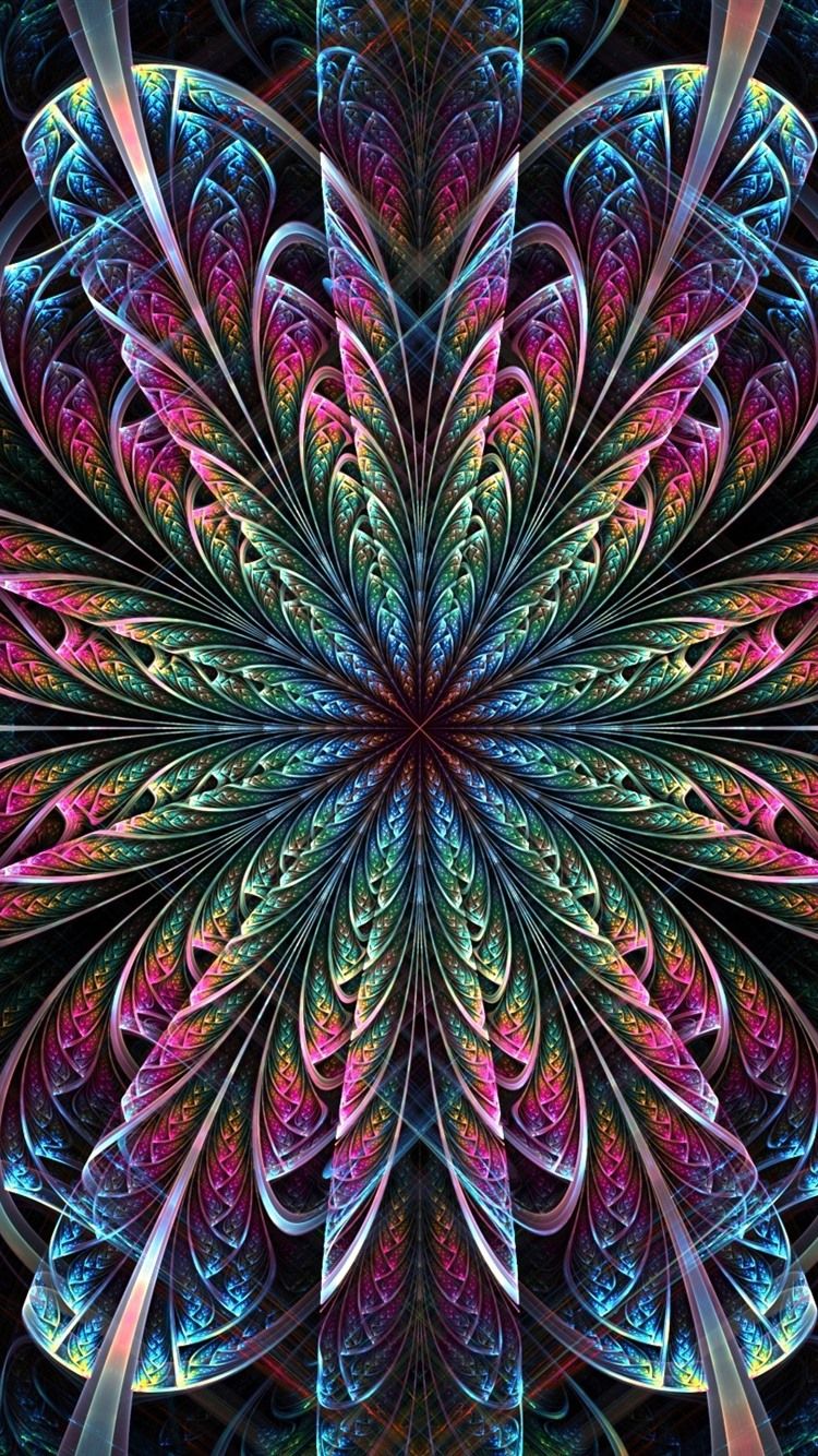 Fiore frattale astratto colorato, 750x1334 Full HD Verticale, iPhone Pro
