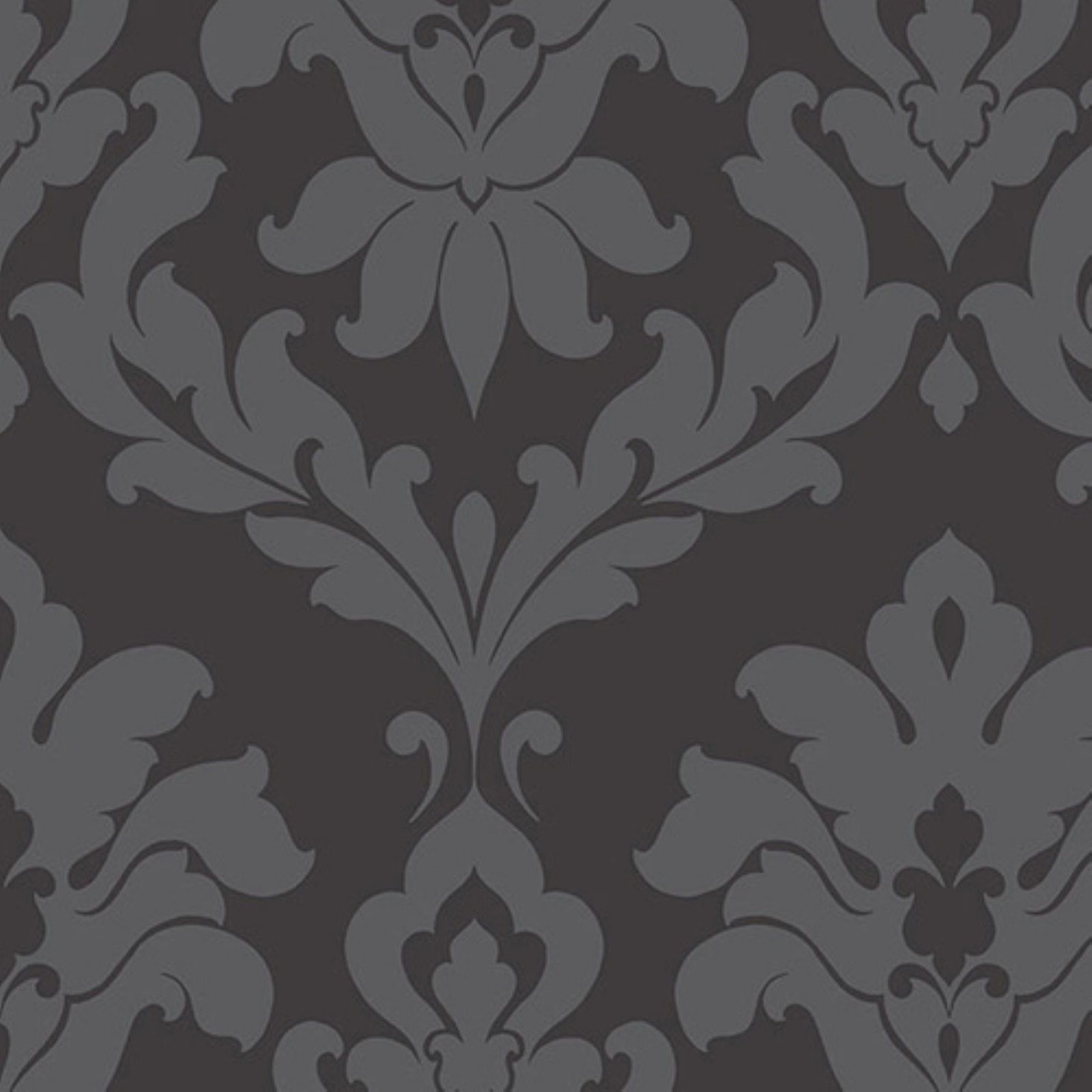 Damasco floreale nero grigio, 1600x1600 HD, Desktop