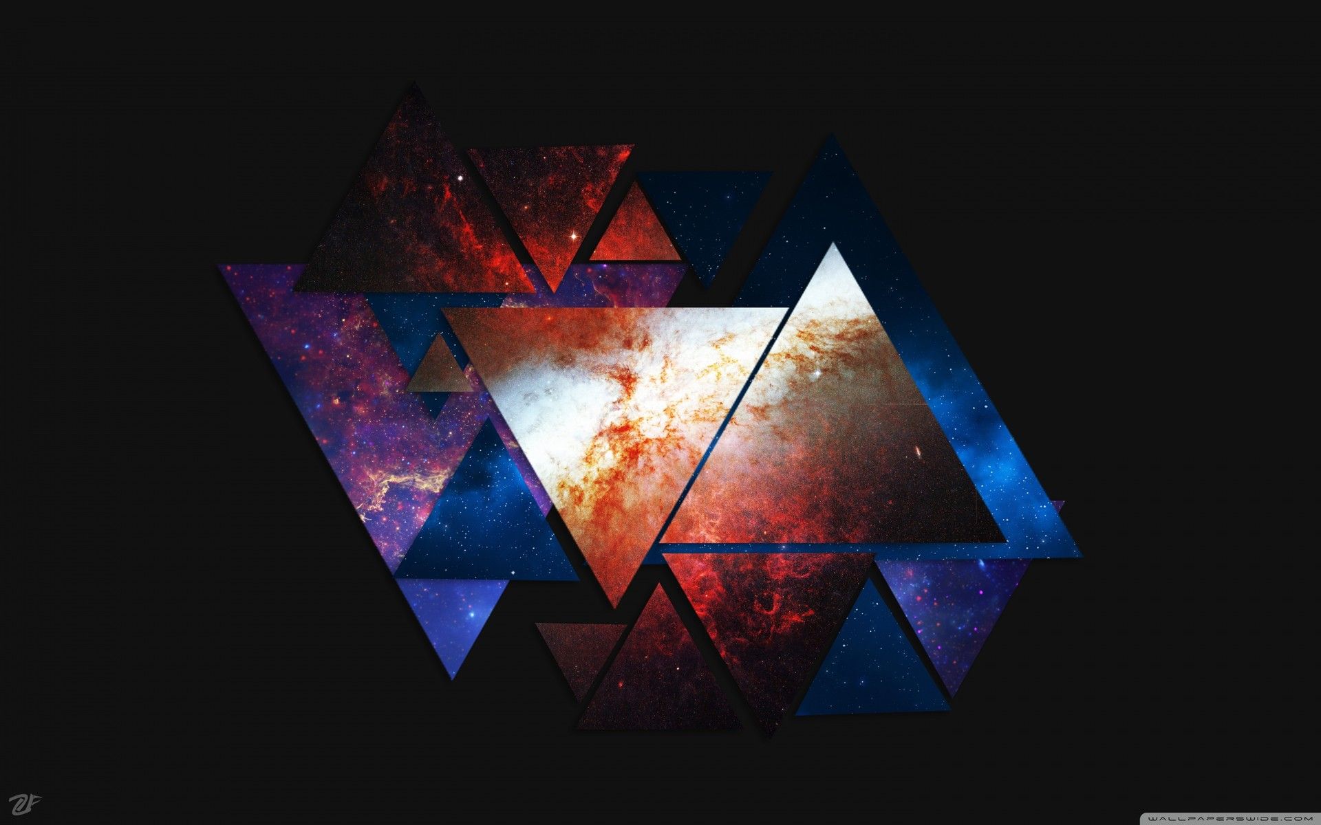 Triangoli geometrici con nebulosa spaziale, sfondi per Telefono, 1920x1200 Full HD+ WUXGA, Desktop