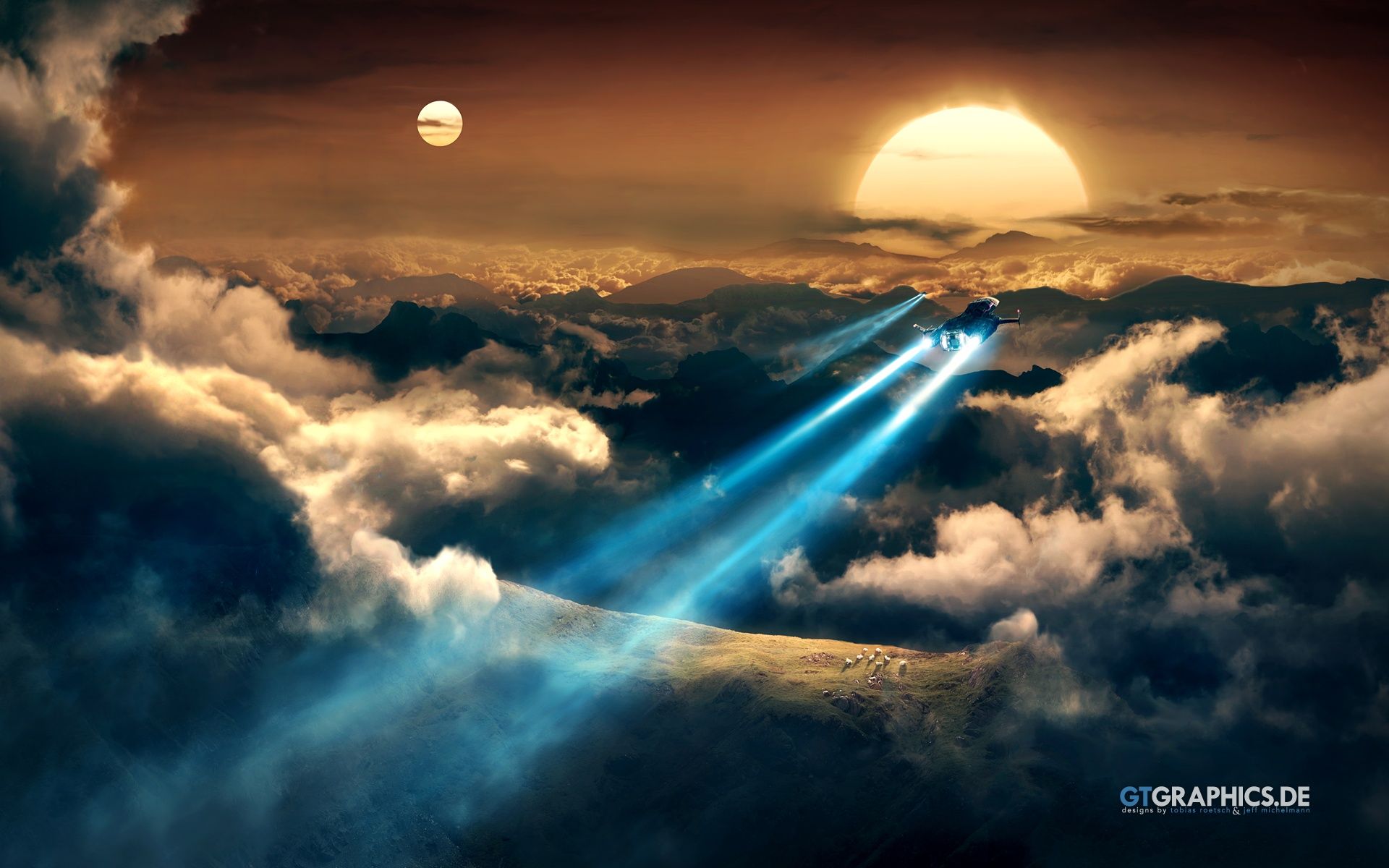 Nuvole tramonto raggi luce blu, sfondi per Telefono, 1920x1200 WUXGA, Desktop