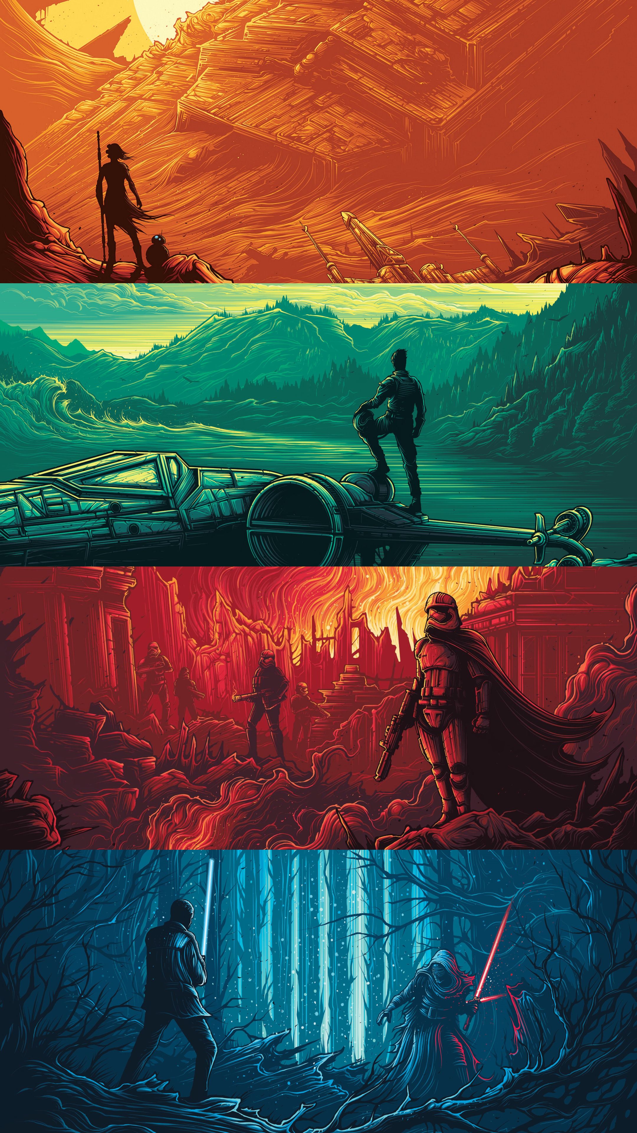 Star Wars poster illustrato multicolore, sfondi per Telefono, 2160x3840 Full HD Verticale, iPhone