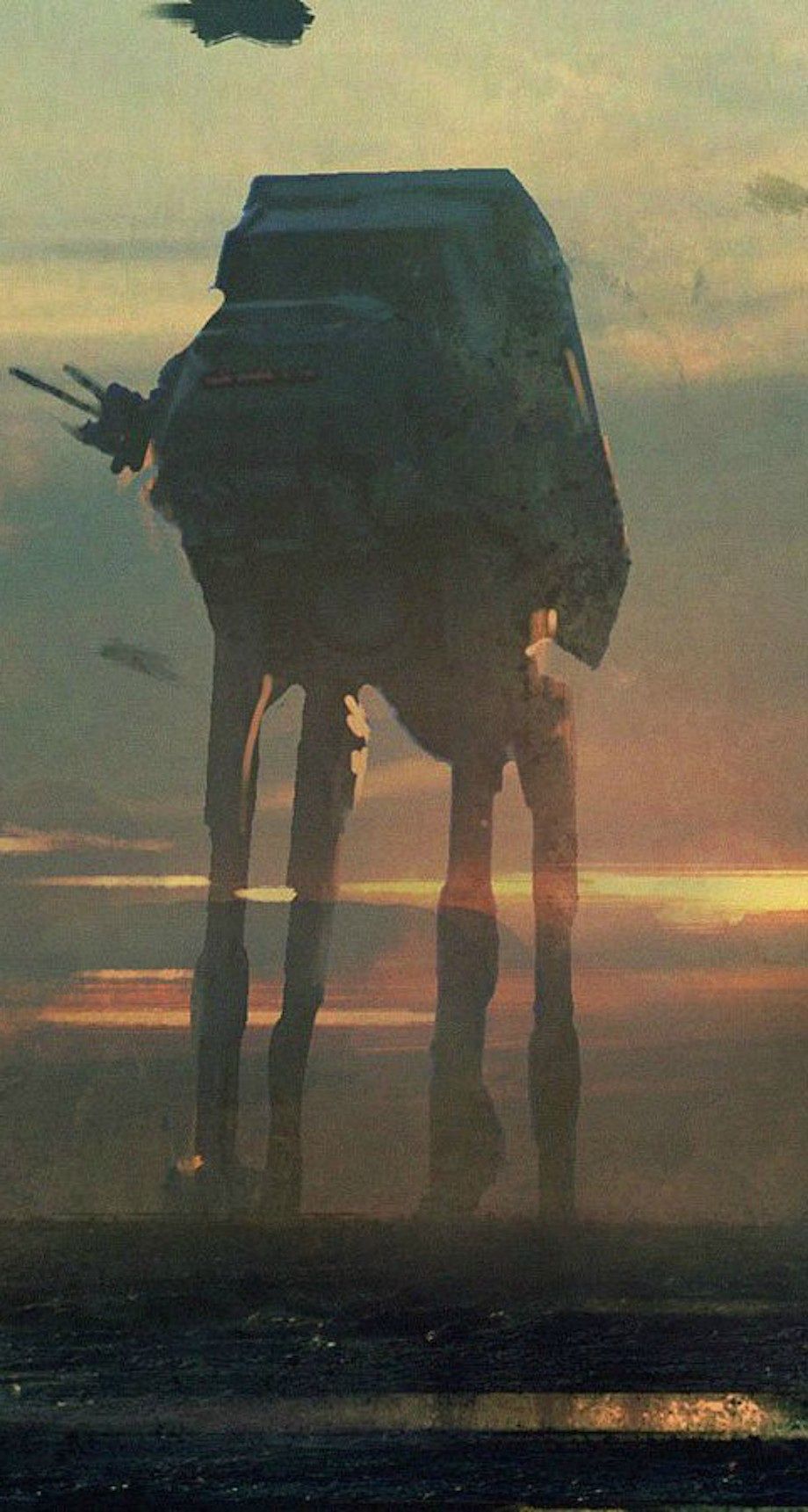 AT-AT Star Wars tramonto, saga fantascientifica, sfondi per Telefono, 920x1721 Verticale, Mobile