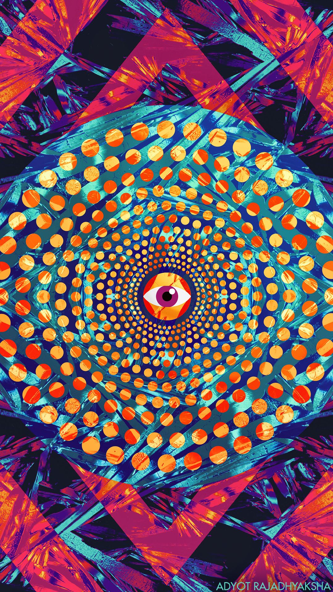 Occhio psichedelico geometrico colorato, sfondi per Telefono, 1080x1920 Verticale, Mobile
