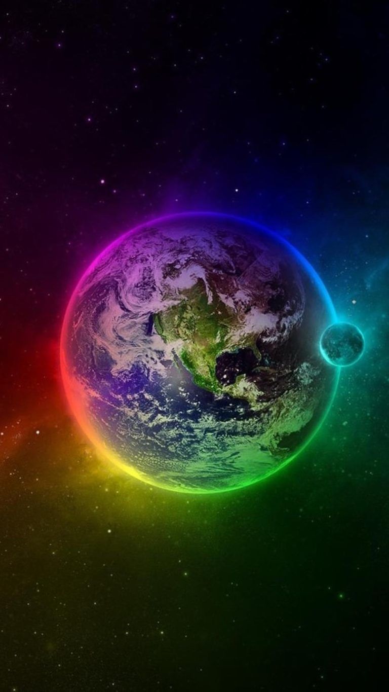 Pianeta Terra aura arcobaleno, sfondi per Telefono, 768x1365 Full HD Verticale, Smartphone