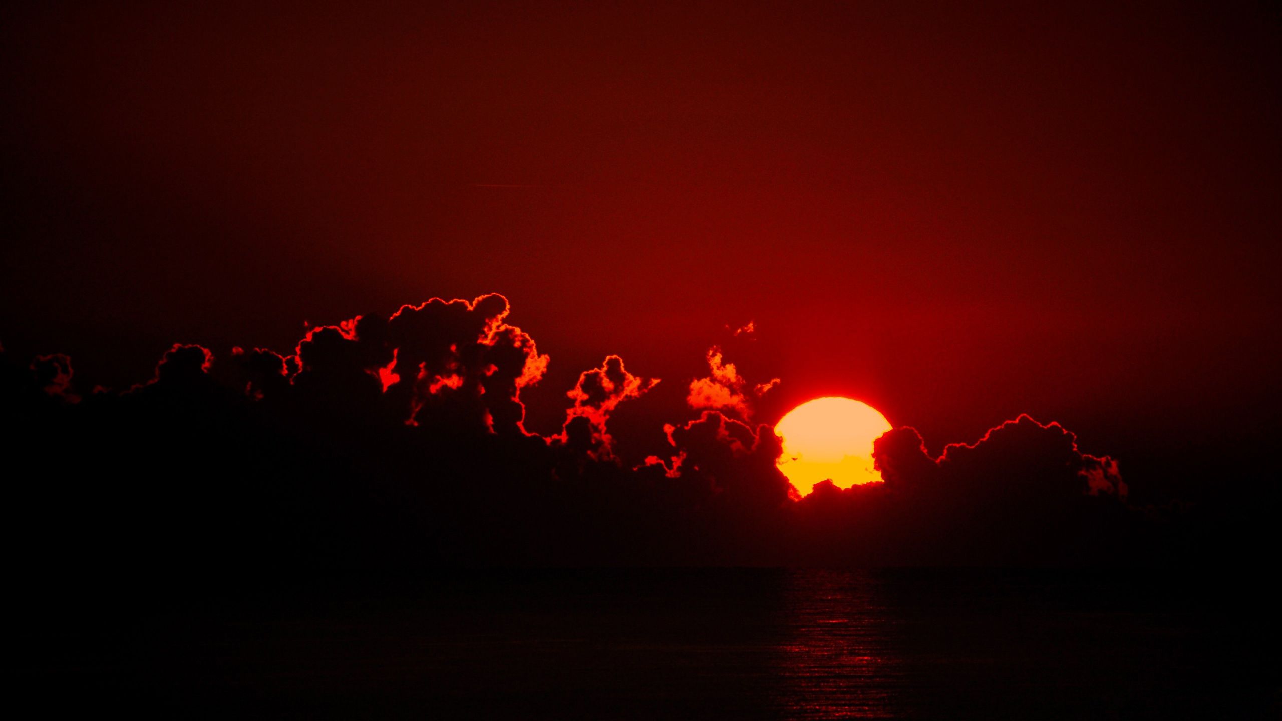 Tramonto rosso sul mare, sfondi per Telefono, 2560x1440 1440p, Desktop