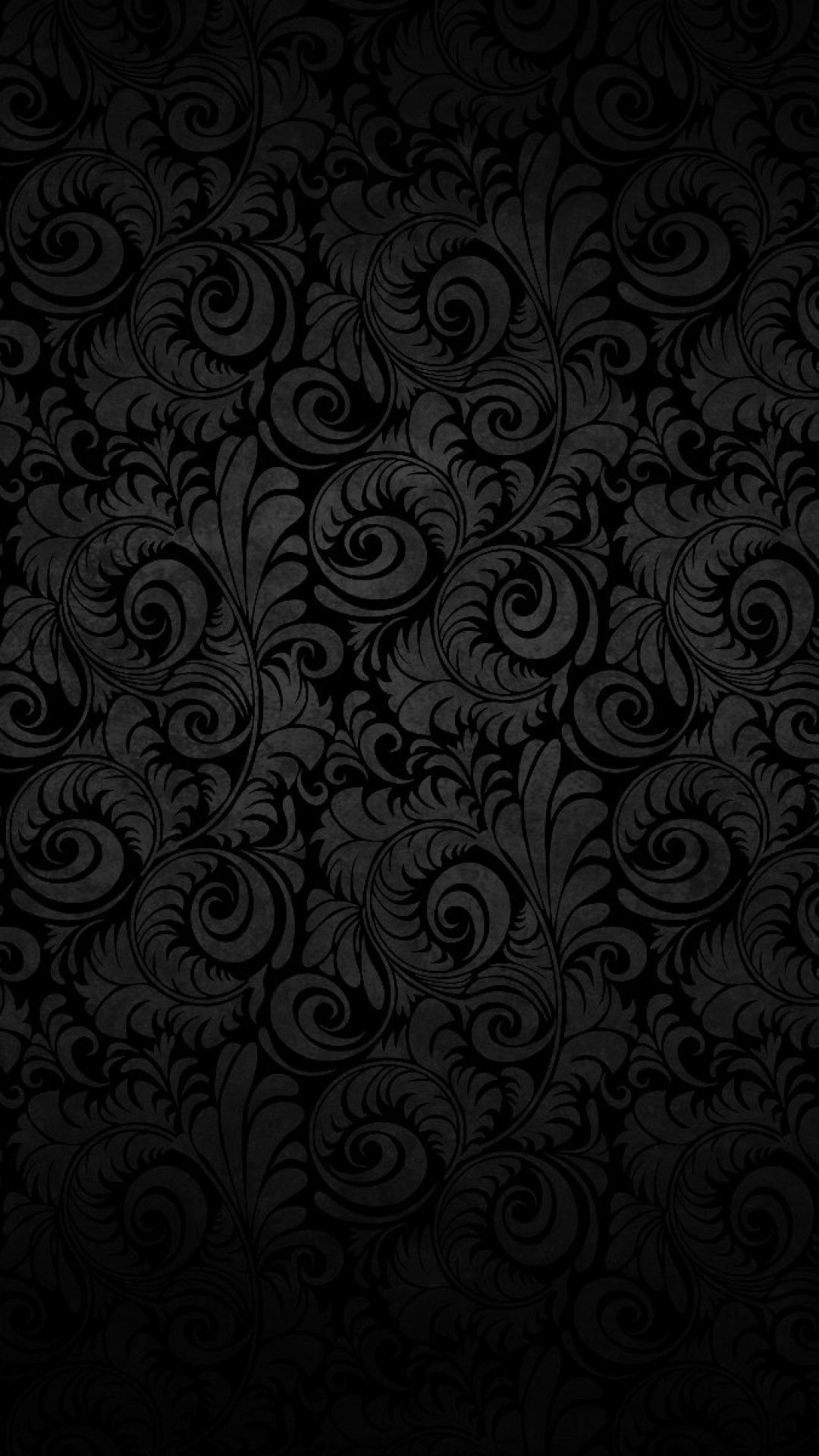 Motivo floreale nero damascato, 1080x1920 Full HD Verticale, iPhone