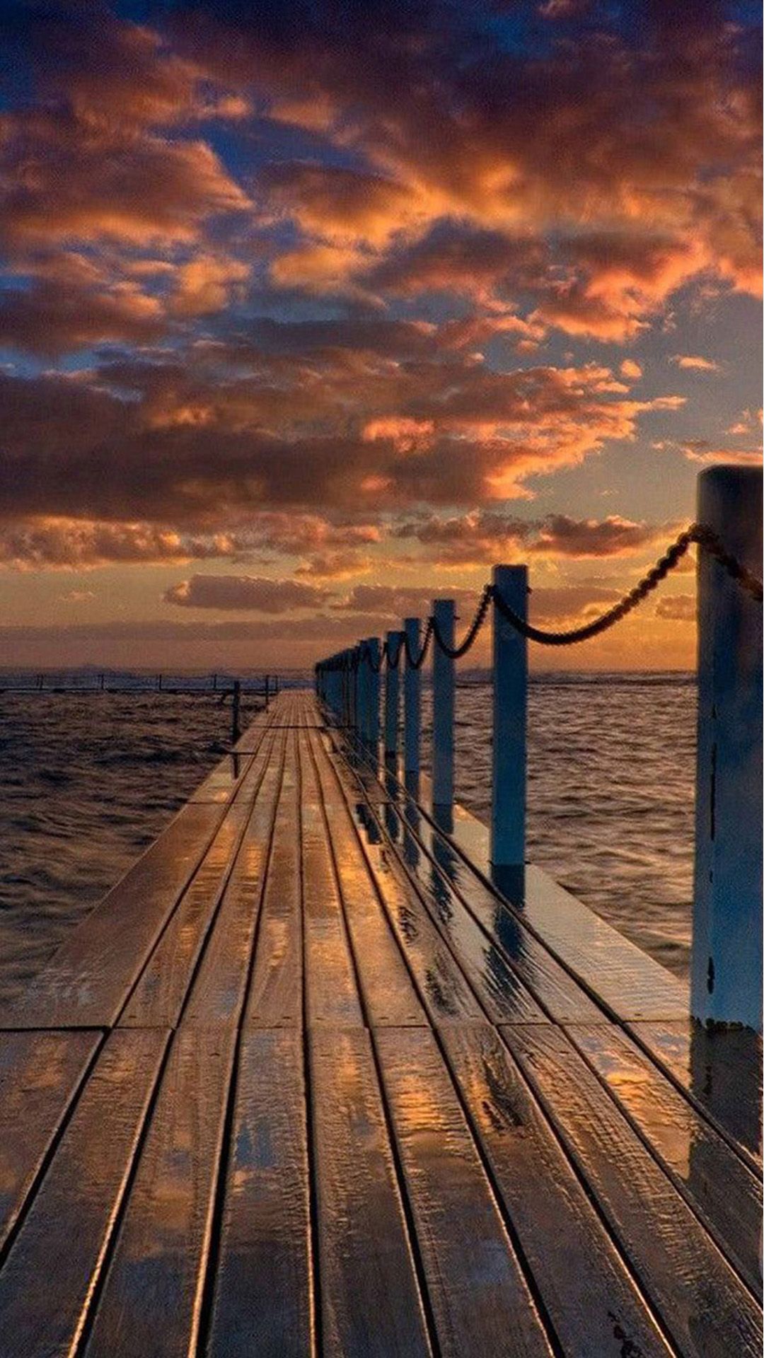 Molo di legno al tramonto, 1080x1920 Full HD Verticale, Smartphone