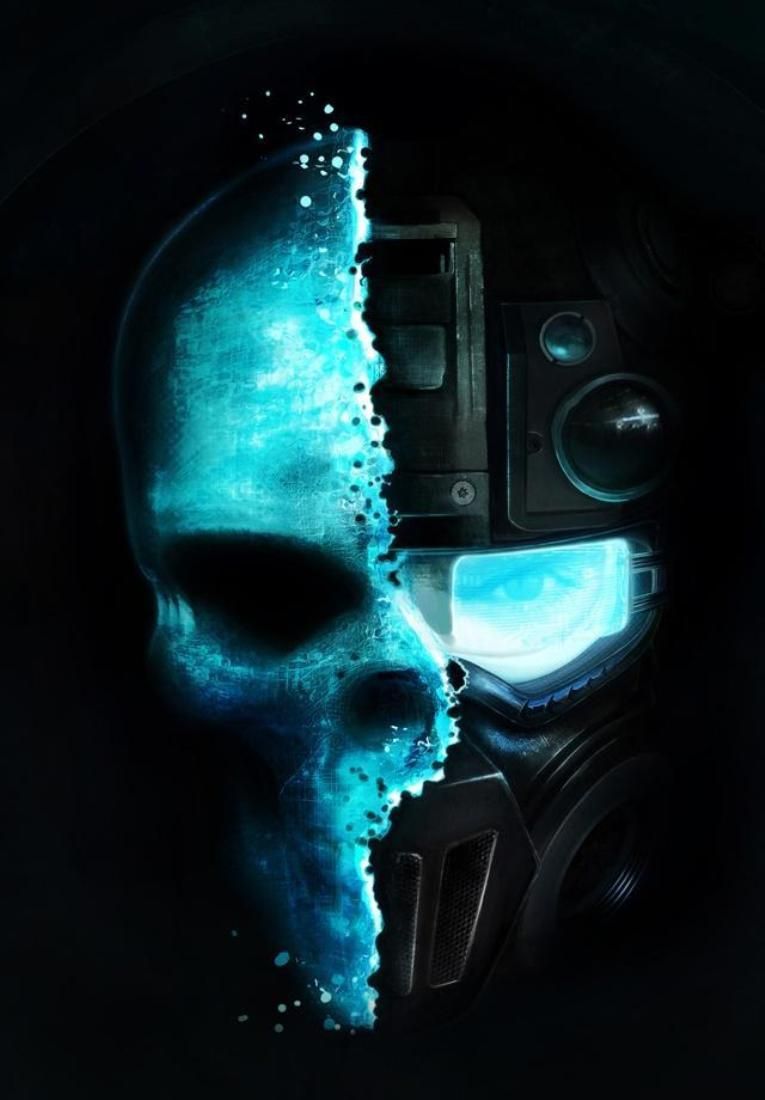 Teschio cyborg blu digitale, 765x1100 Verticale, Xiaomi