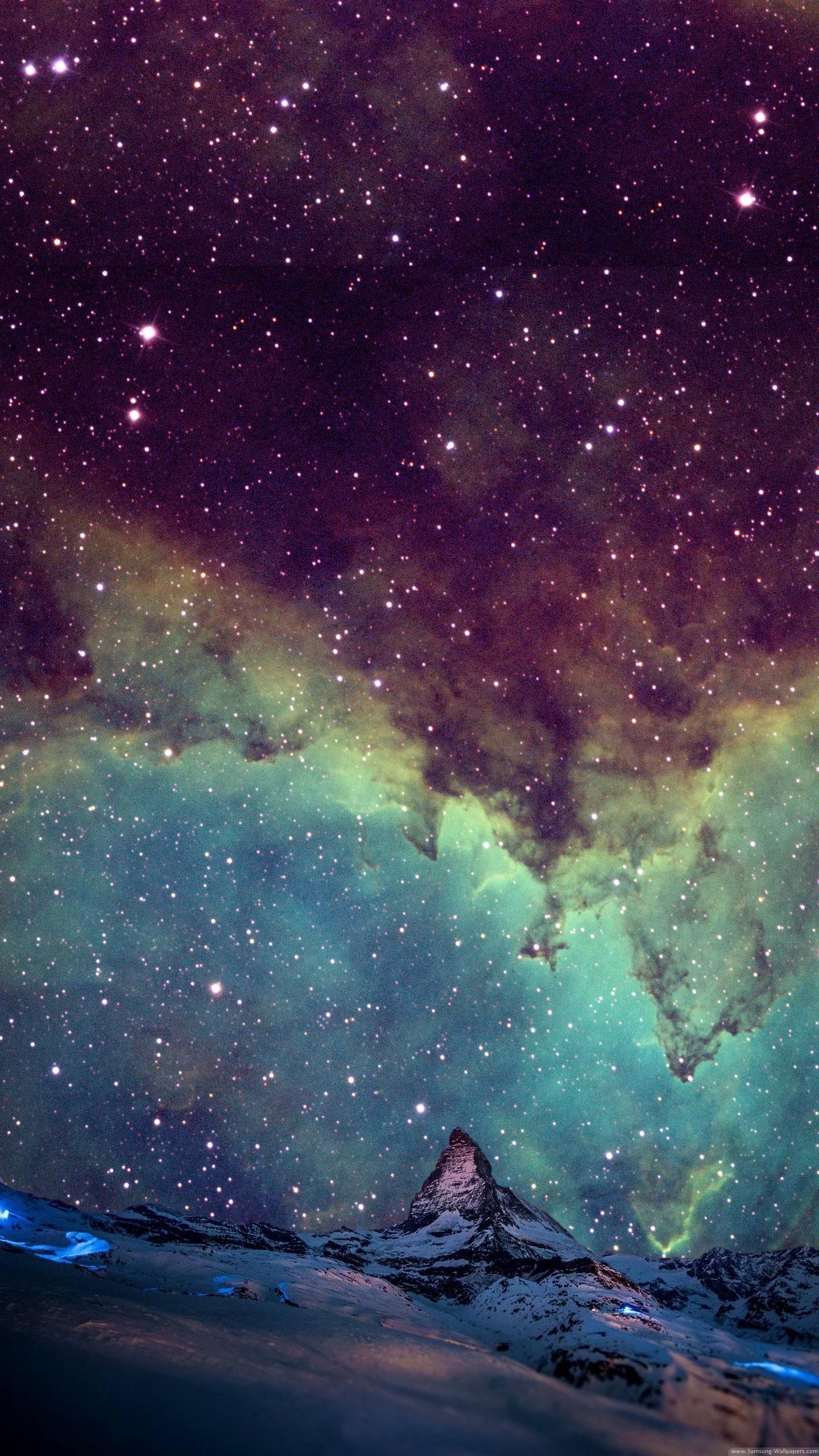 Montagna sotto cielo nebulosa stellato, sfondi per Telefono, 1440x2560 Full HD Verticale, iPhone