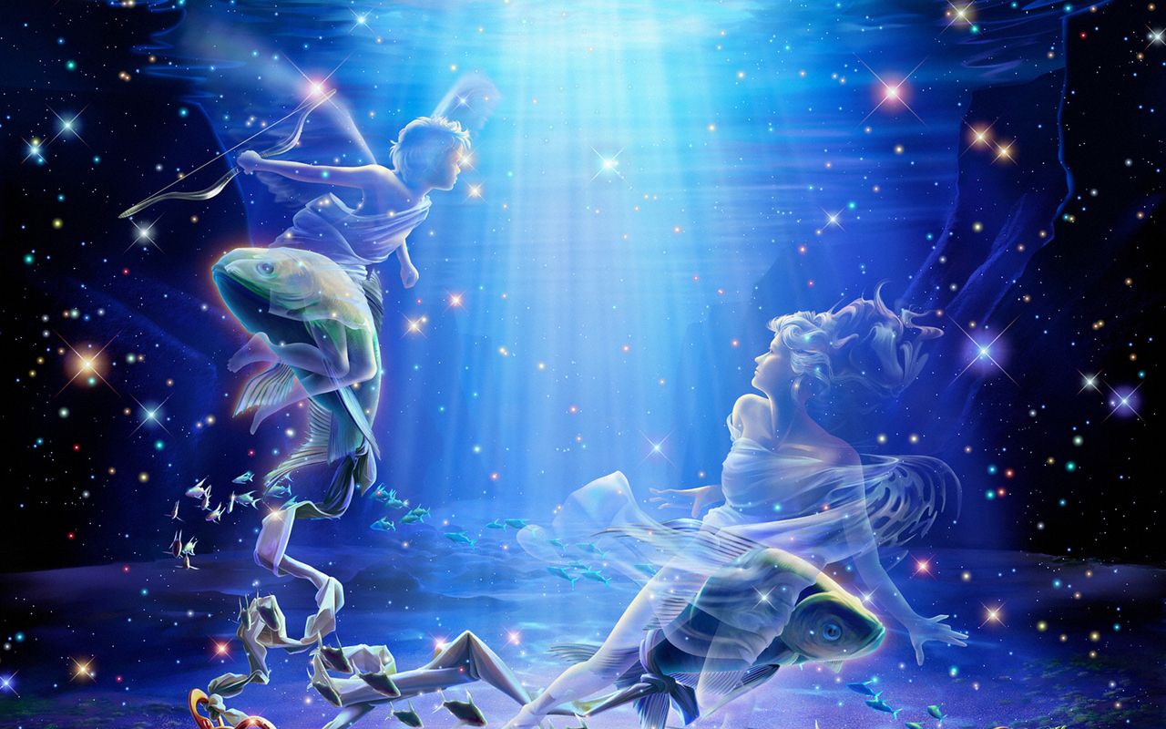 Segni zodiacali fantasy blu, 1280x800 HD, Desktop