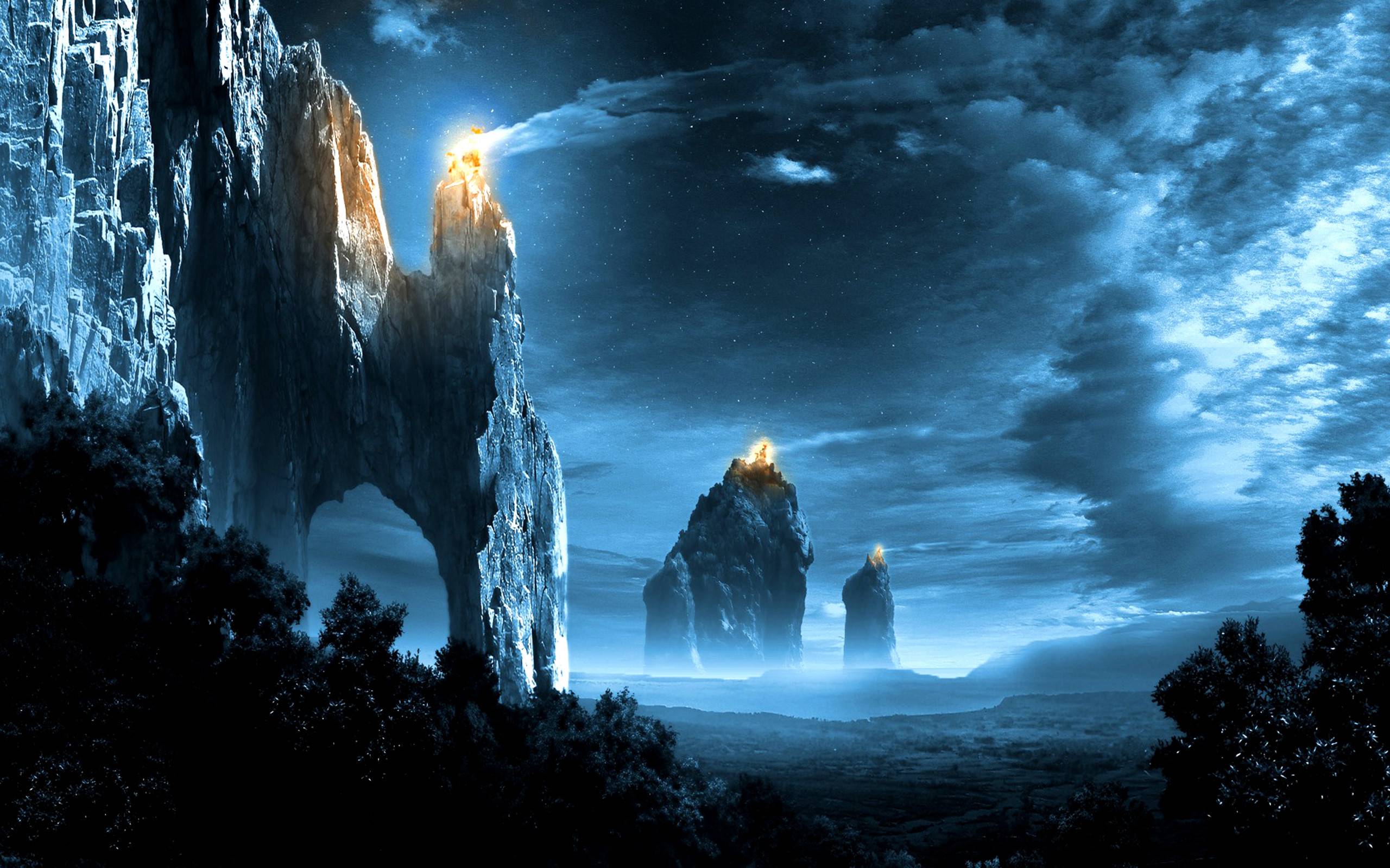 Rocce fantasy notturne blu, 2560x1600 WQXGA, PC