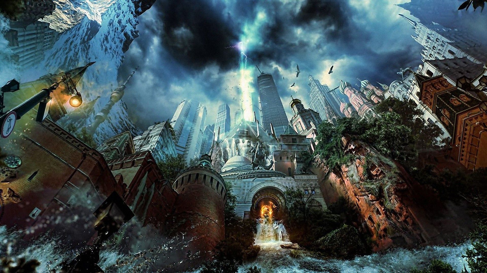 città fantasy in rovina, 1920x1080 Full HD, Desktop