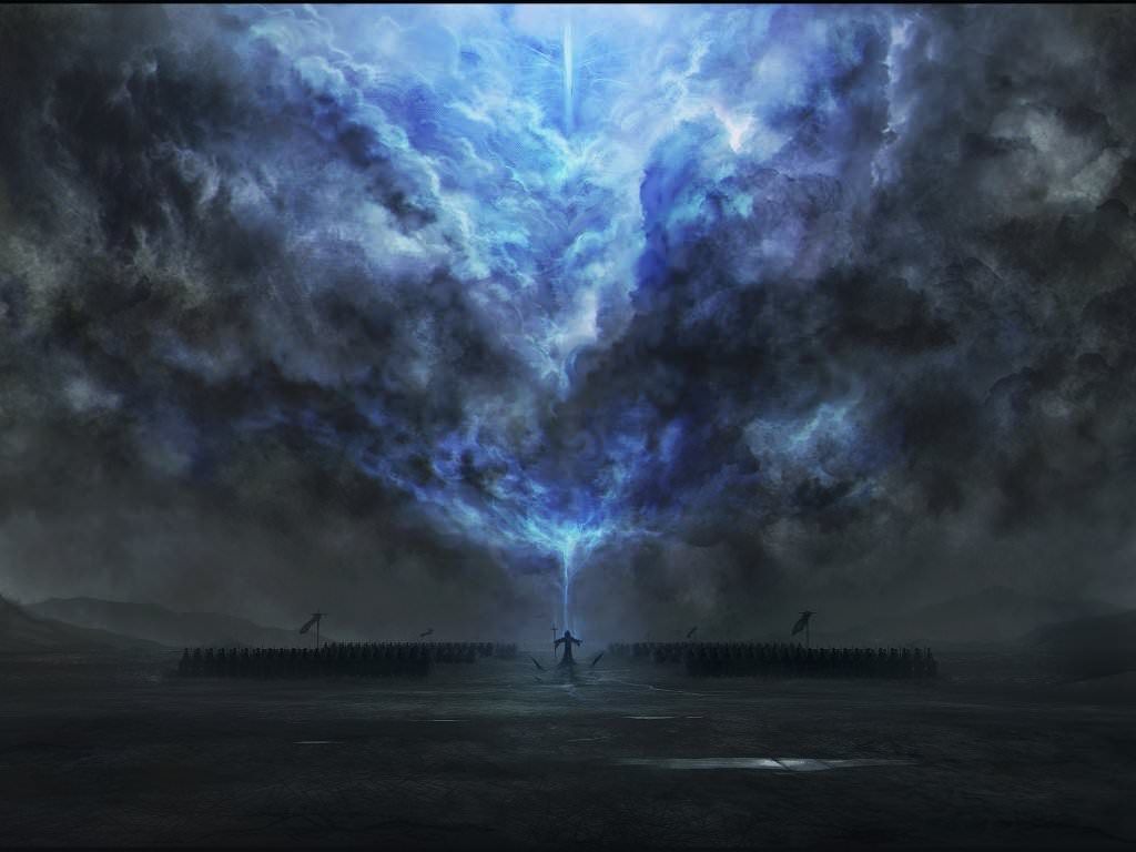 Figura con raggio di luce blu, 1024x768 HD, Desktop