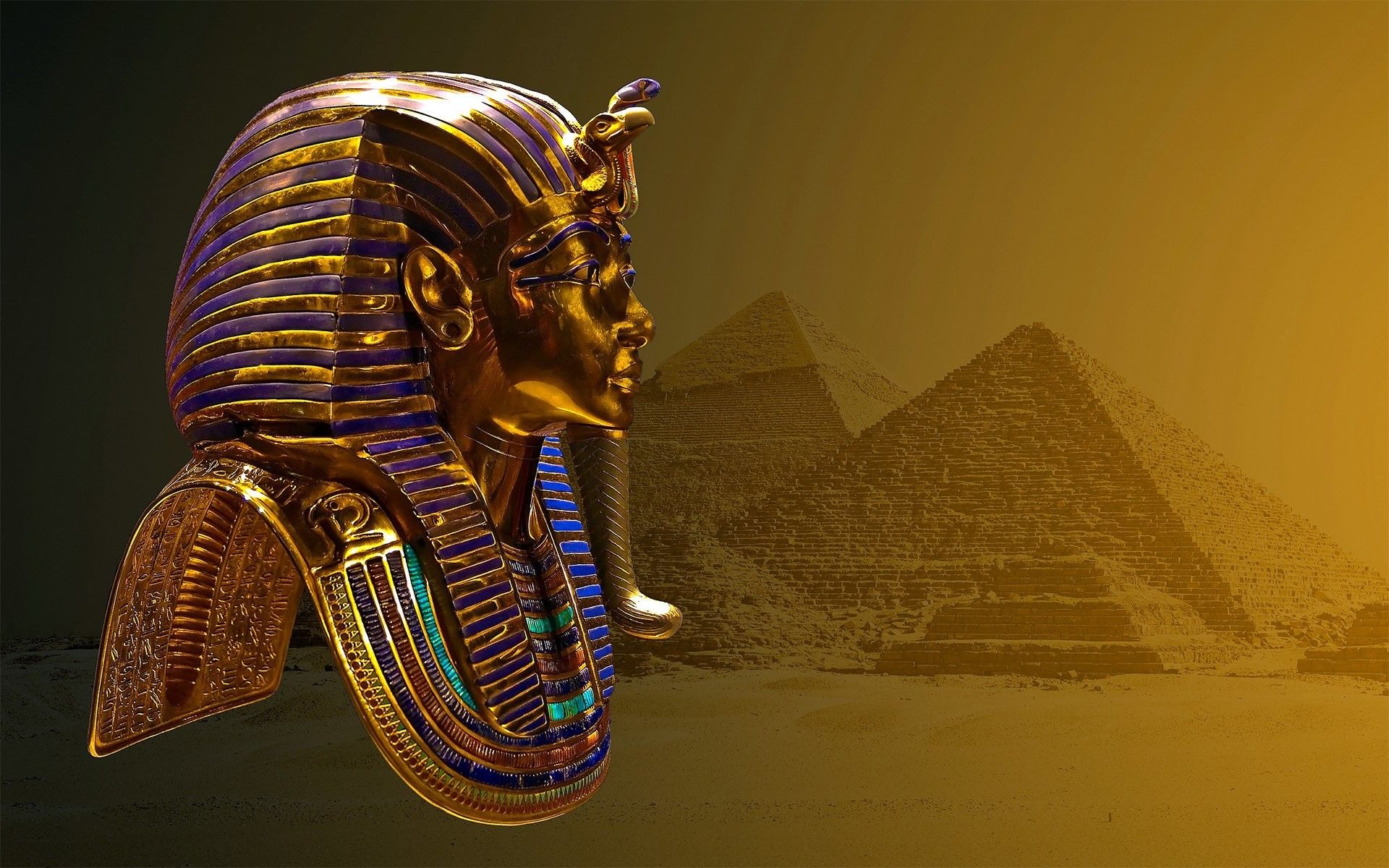 Maschera d'oro Faraone piramidi, 1920x1200 Full HD+ WUXGA, Desktop