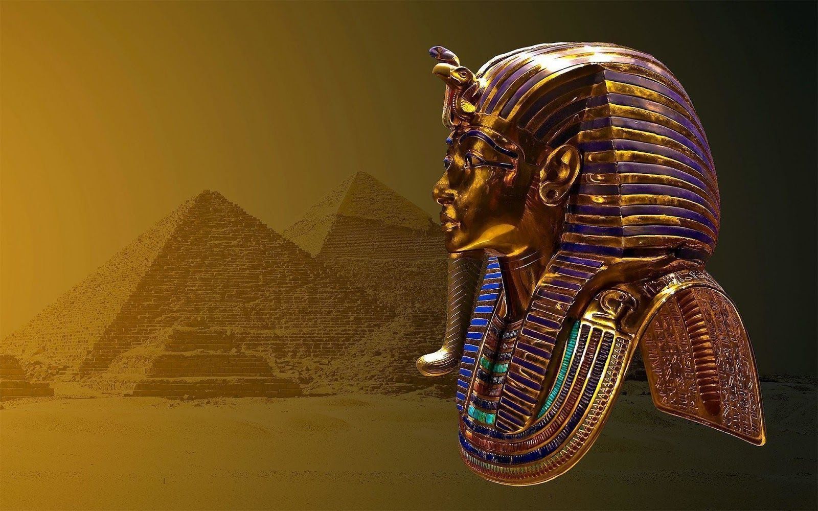 Maschera d'oro Faraone piramidi, 1600x1000 HD Ready, Desktop