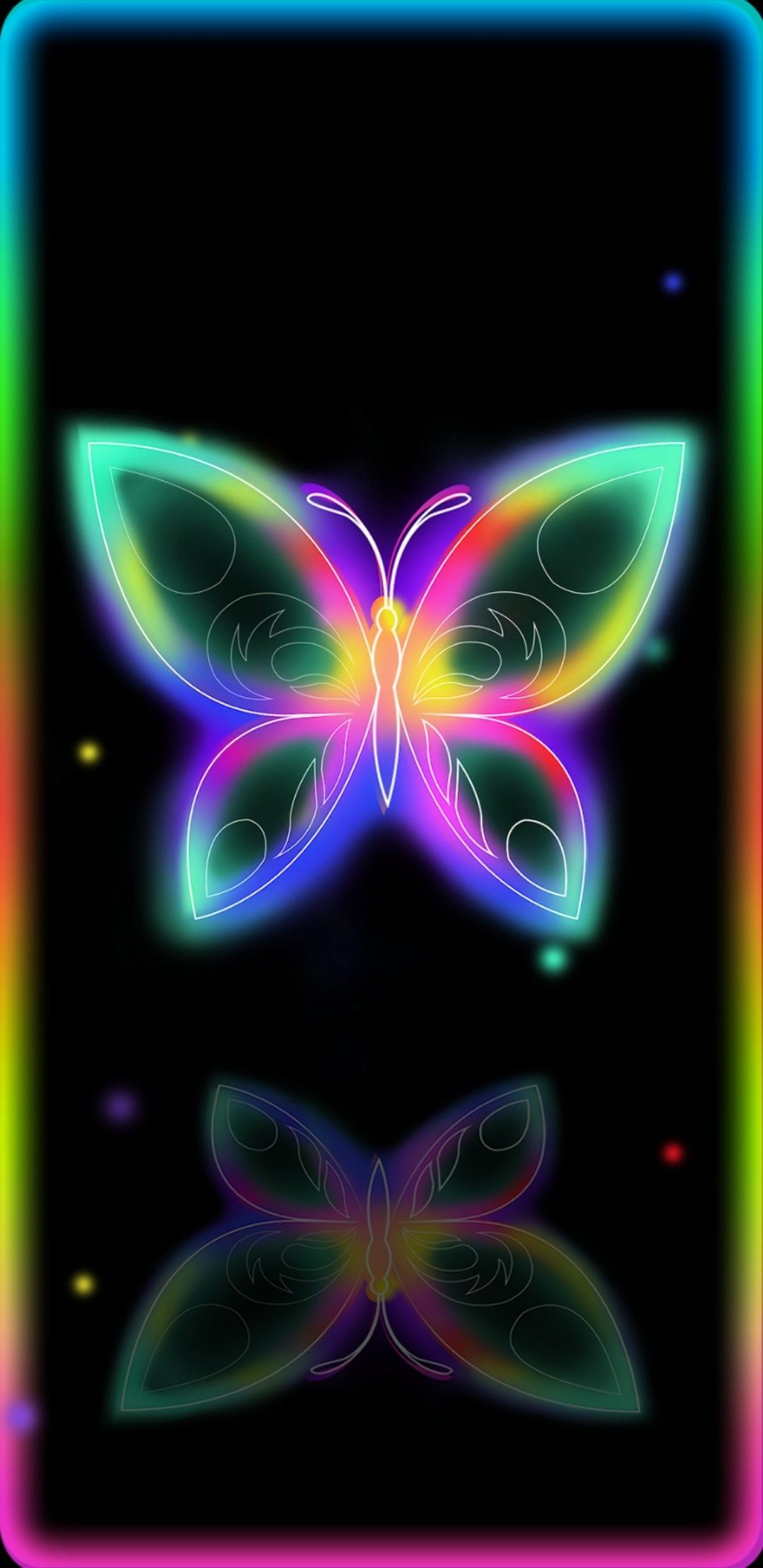 Farfalla arcobaleno neon acqua, 996x1328 Full HD Verticale, iPhone