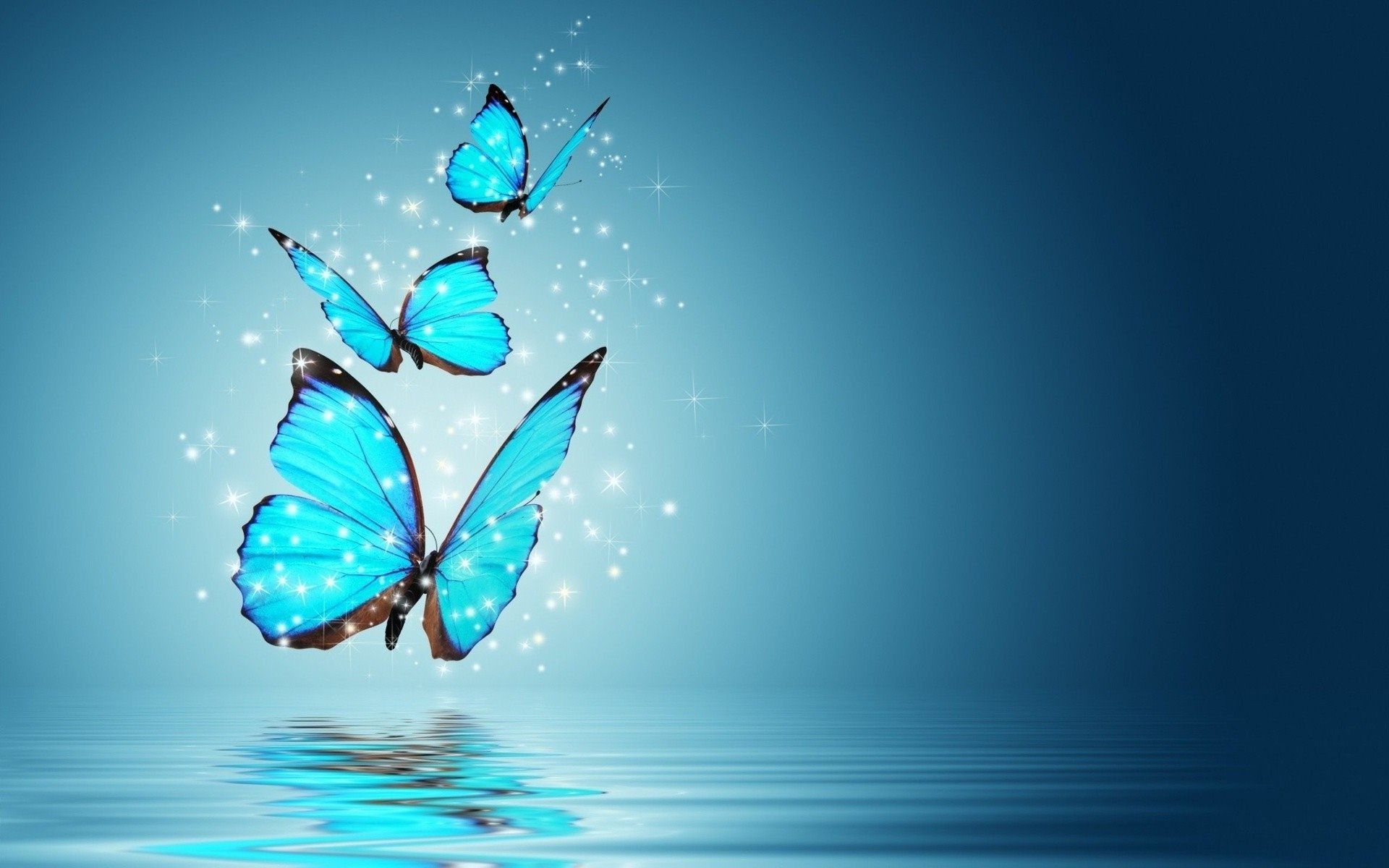 Farfalle blu neon acqua, 1920x1200 Full HD+ WUXGA, Laptop