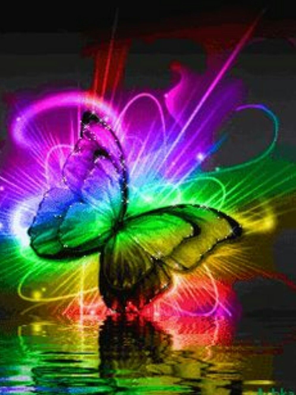 Farfalla neon con stelle, 720x1280 Verticale, Telefono