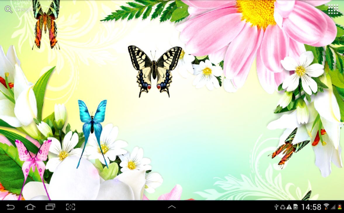 Farfalle animate con fiori colorati, 1177x728 HD, Laptop